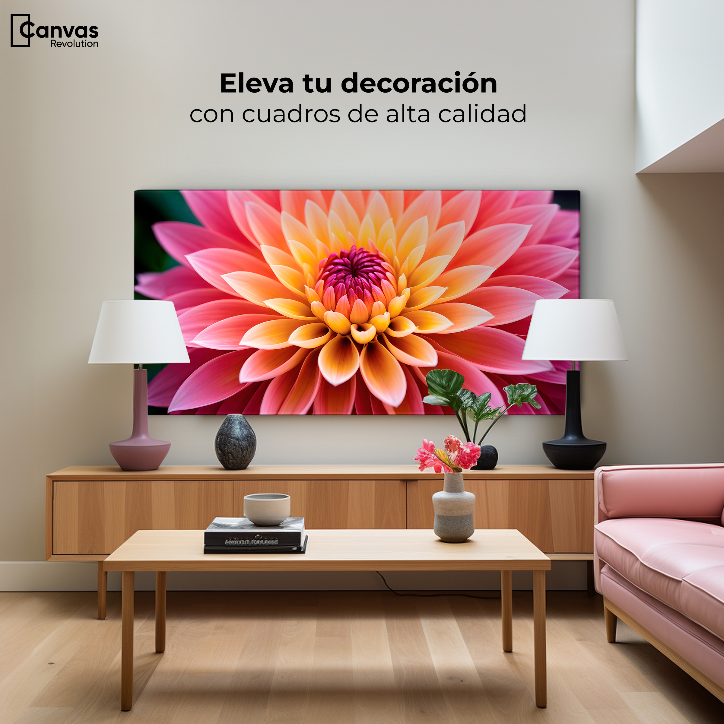 Foto 4 pulgar | Cuadro Decorativo Canvas Dahlia Vibrante 120x60