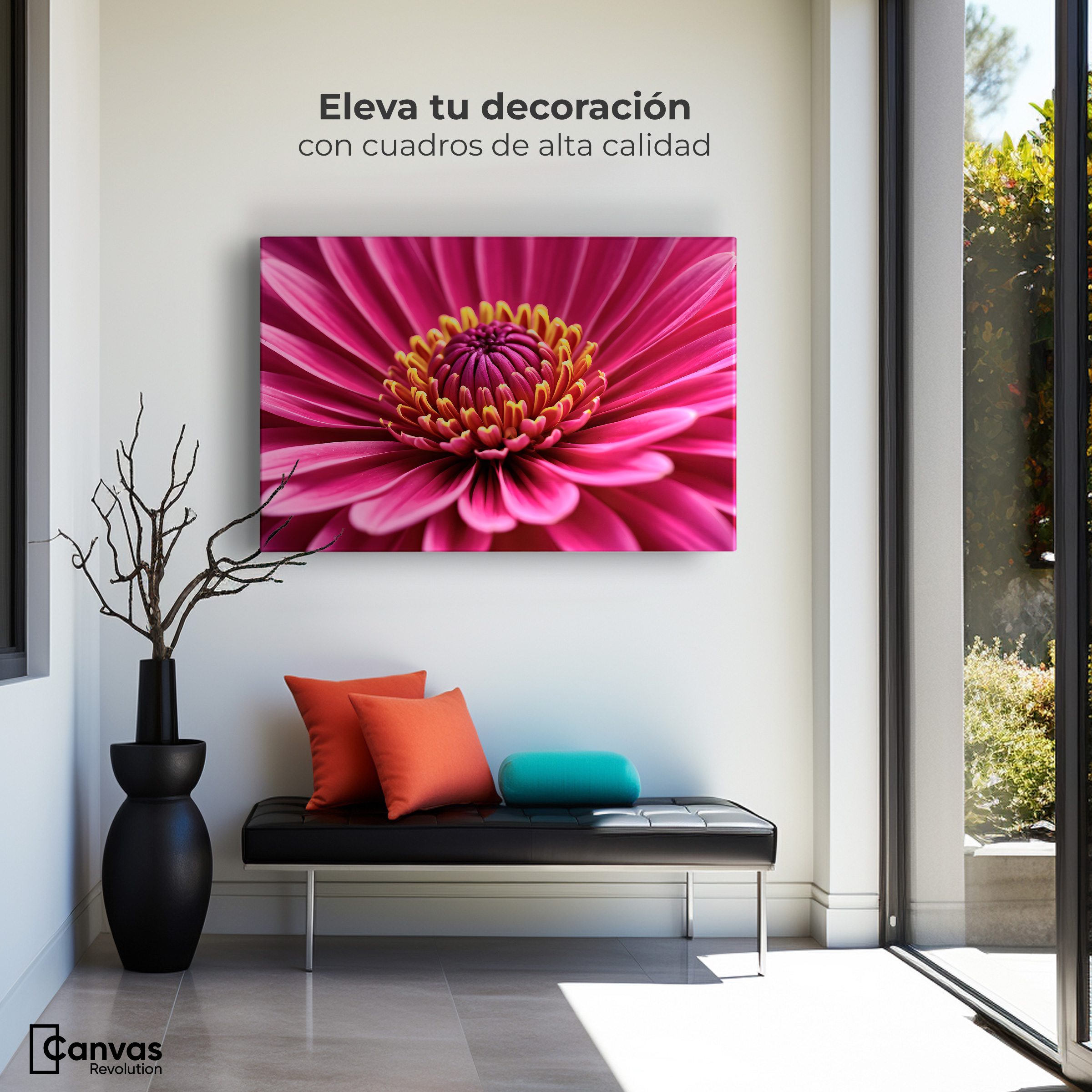 Foto 4 pulgar | Cuadro Decorativo Canvas Zinnia Magia Rosa 90x60