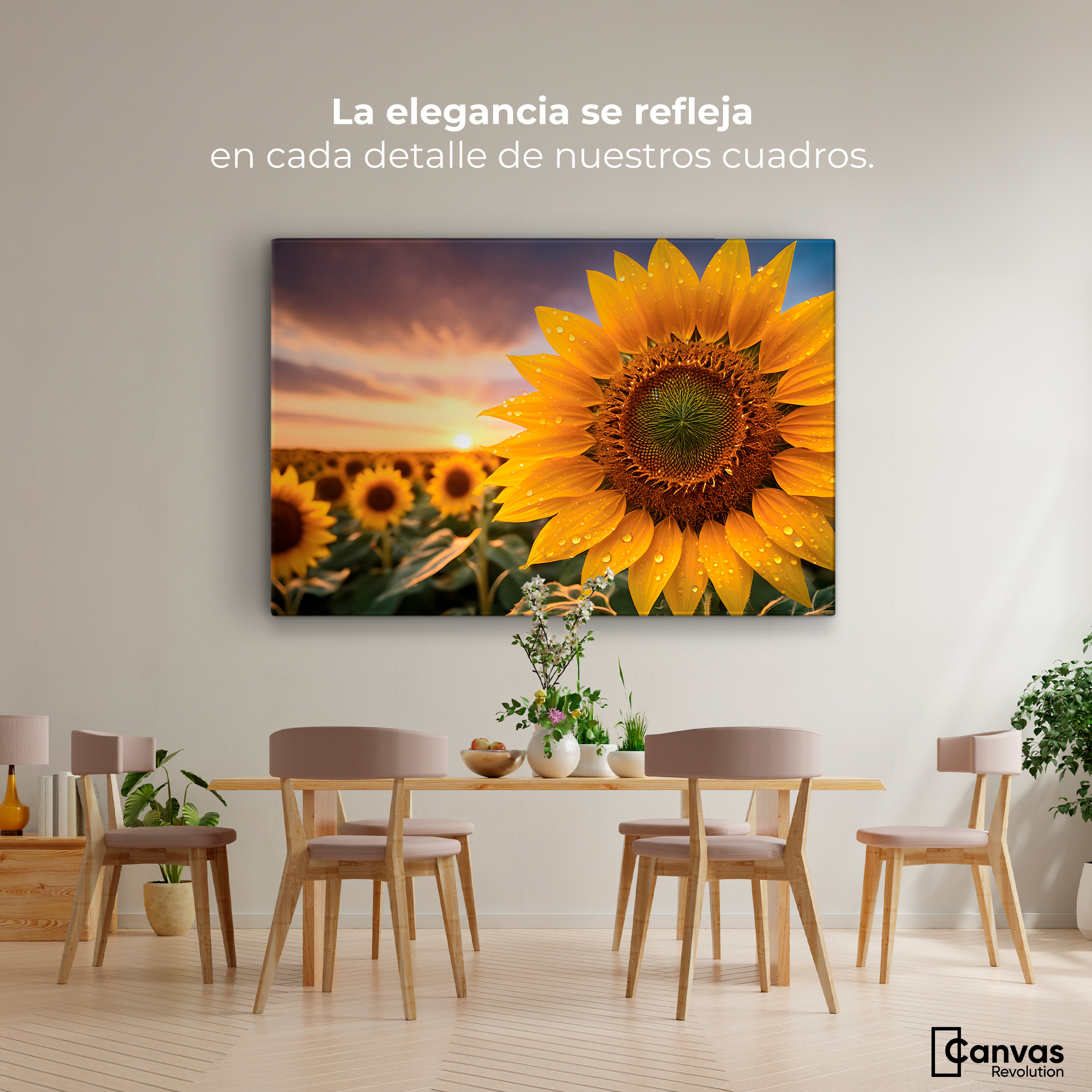 Foto 3 pulgar | Cuadro Decorativo Canvas Girasol Atardecer 90x60