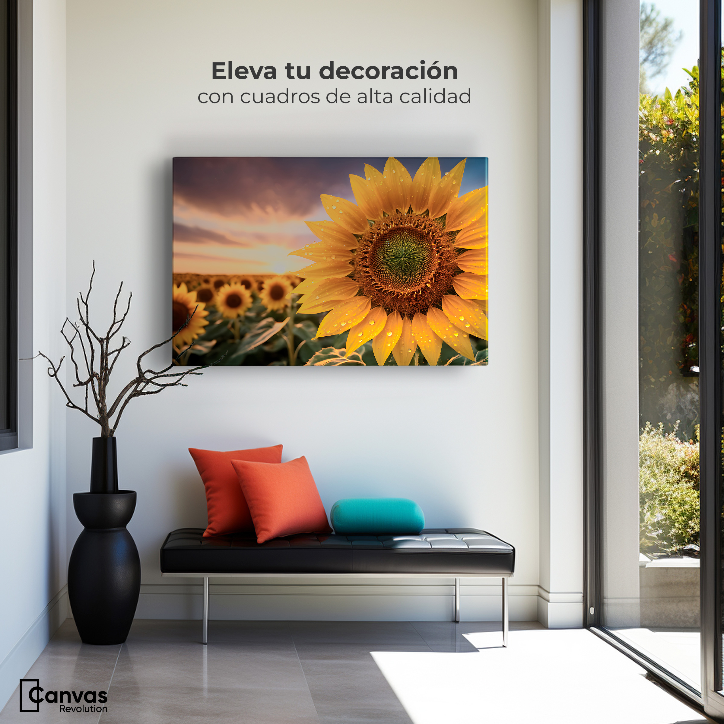 Foto 4 pulgar | Cuadro Decorativo Canvas Girasol Atardecer 90x60