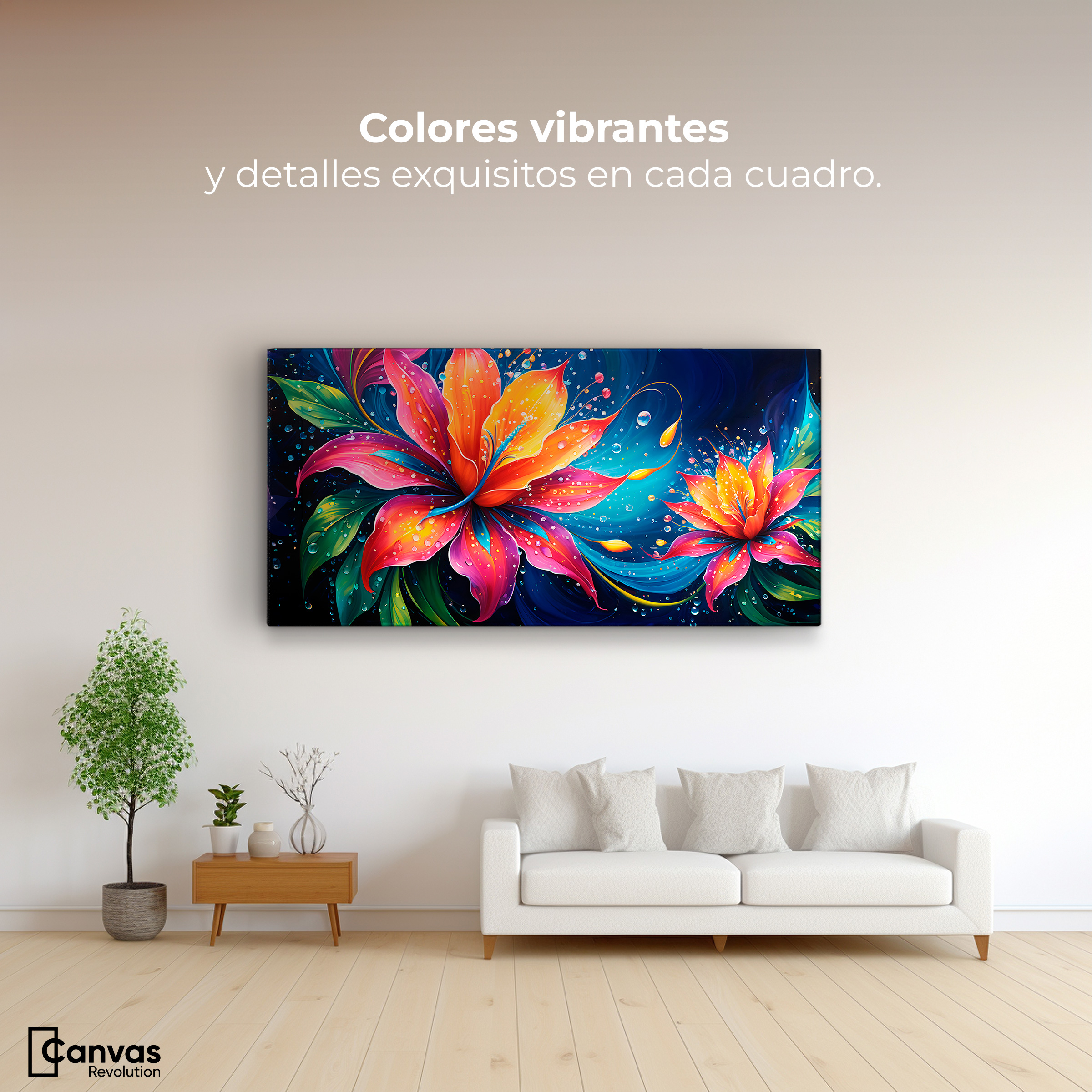 Foto 3 pulgar | Cuadro Decorativo Canvas Flor Aurea Viva 120x60