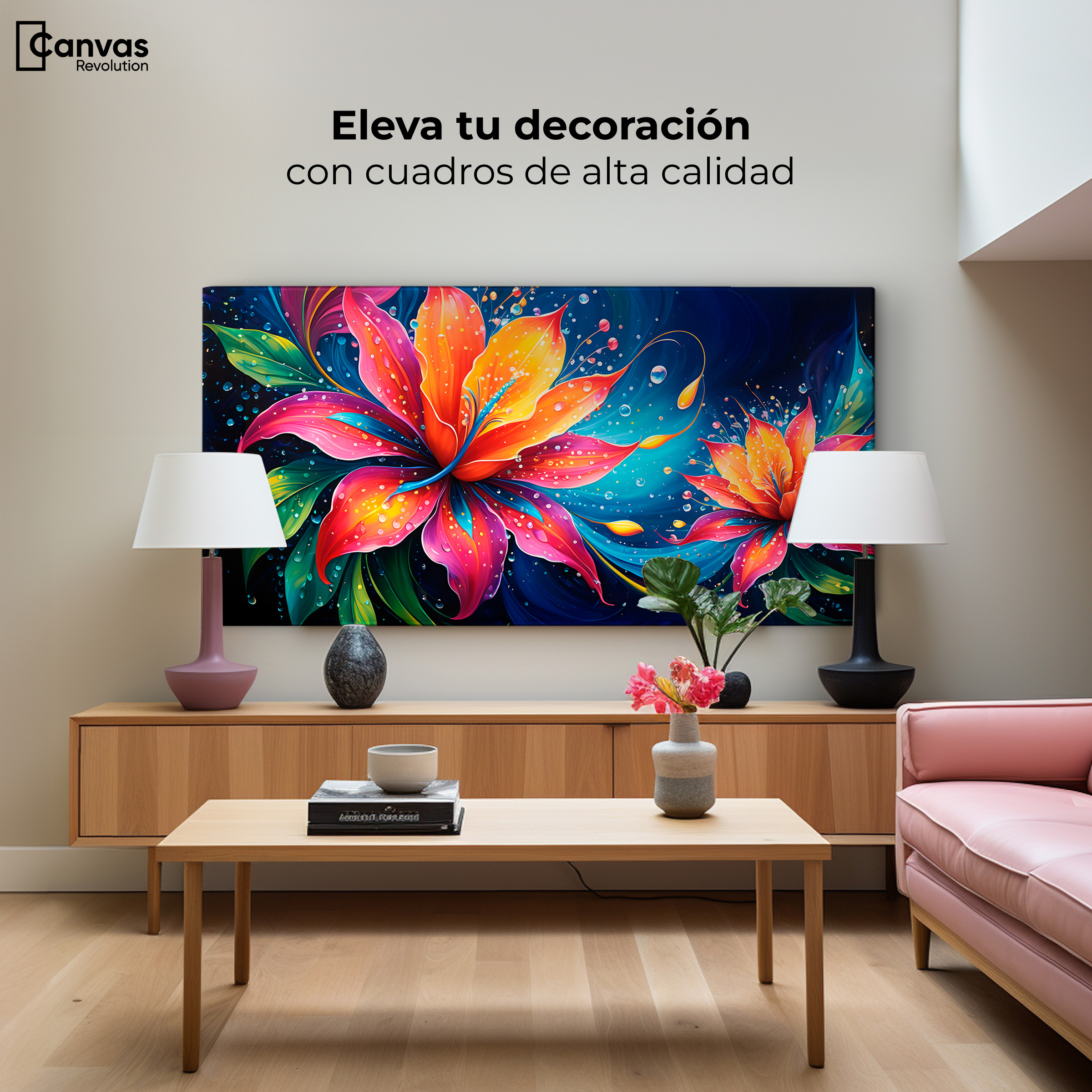 Foto 4 pulgar | Cuadro Decorativo Canvas Flor Aurea Viva 120x60