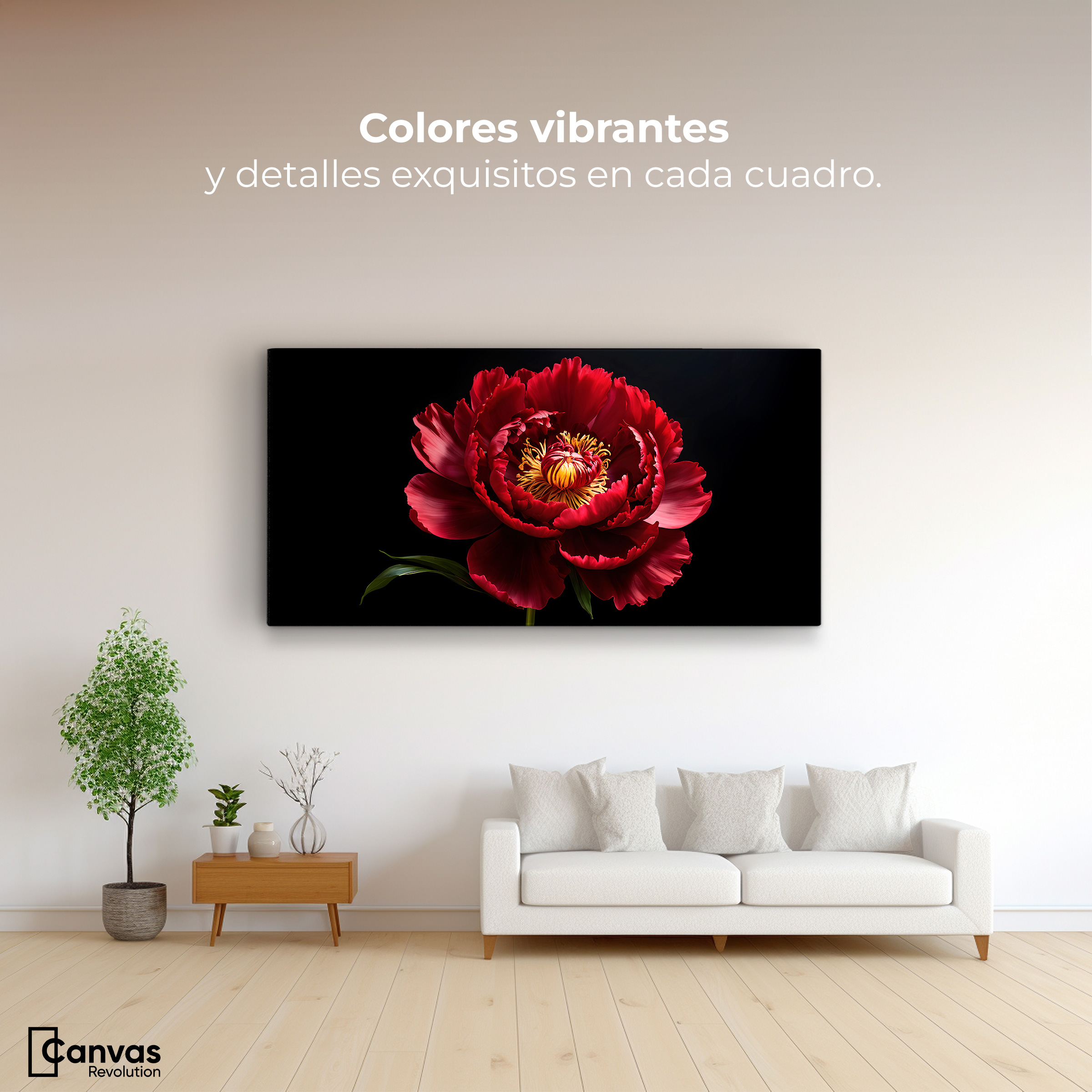 Foto 2 | Cuadro Decorativo Canvas Peonía De Noche 120x60