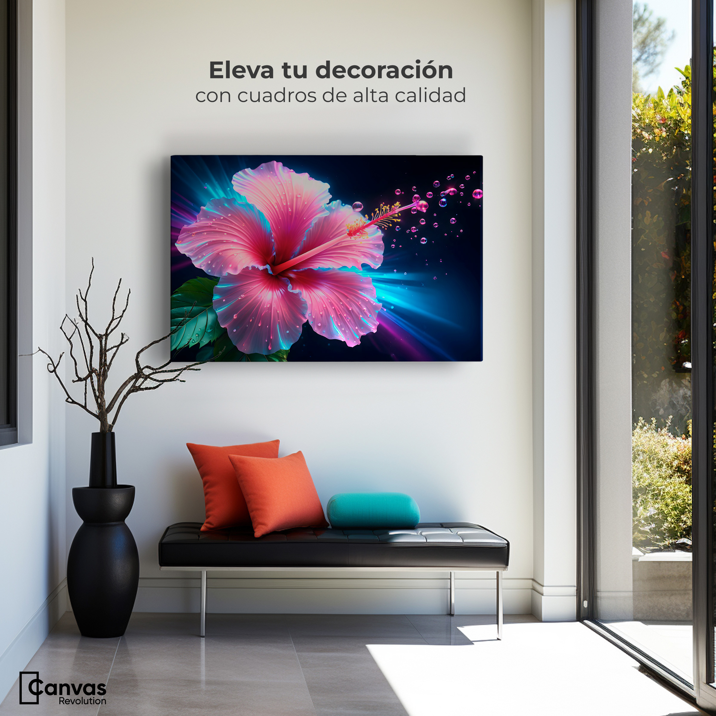 Foto 4 pulgar | Cuadro Decorativo Canvas Aura Hibisco Mágico 90x60