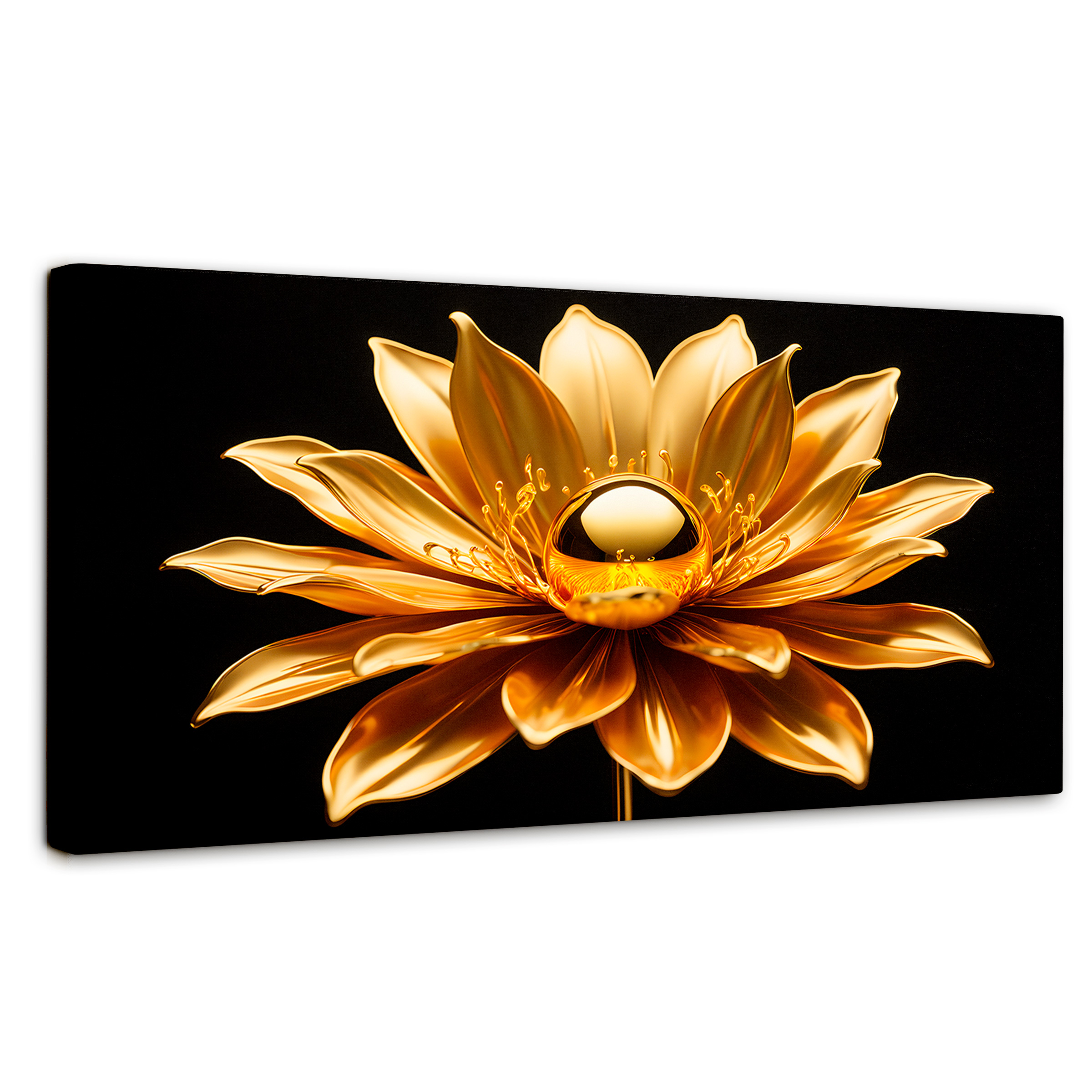 Cuadro Decorativo Canvas Oro Flor Radiante 120x60