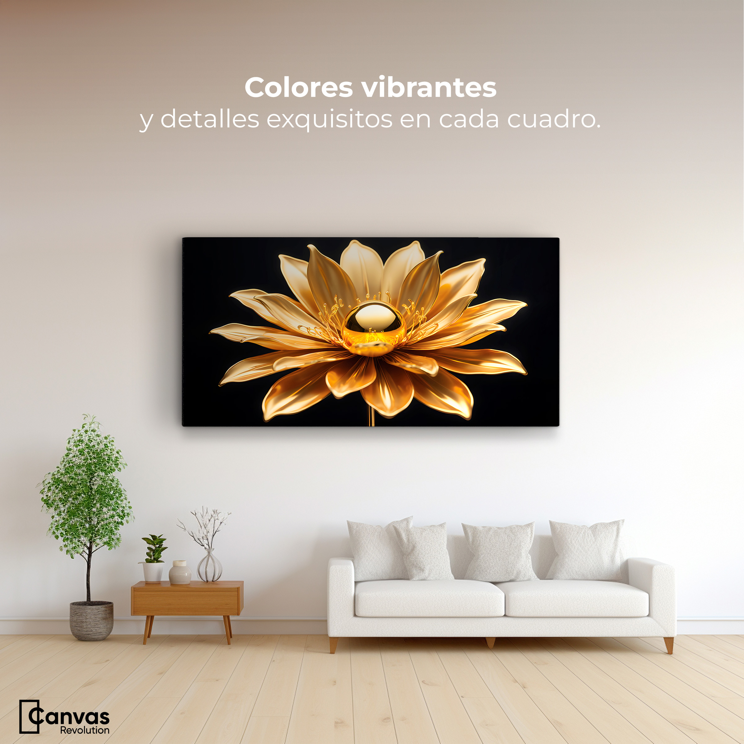 Foto 3 pulgar | Cuadro Decorativo Canvas Oro Flor Radiante 120x60