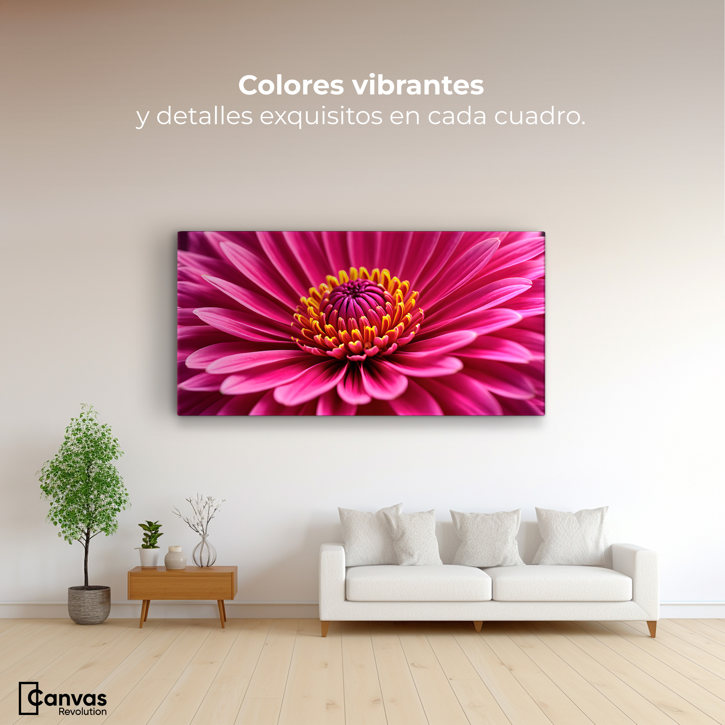 Foto 3 pulgar | Cuadro Decorativo Canvas Zinnia Magia Rosa 120x60