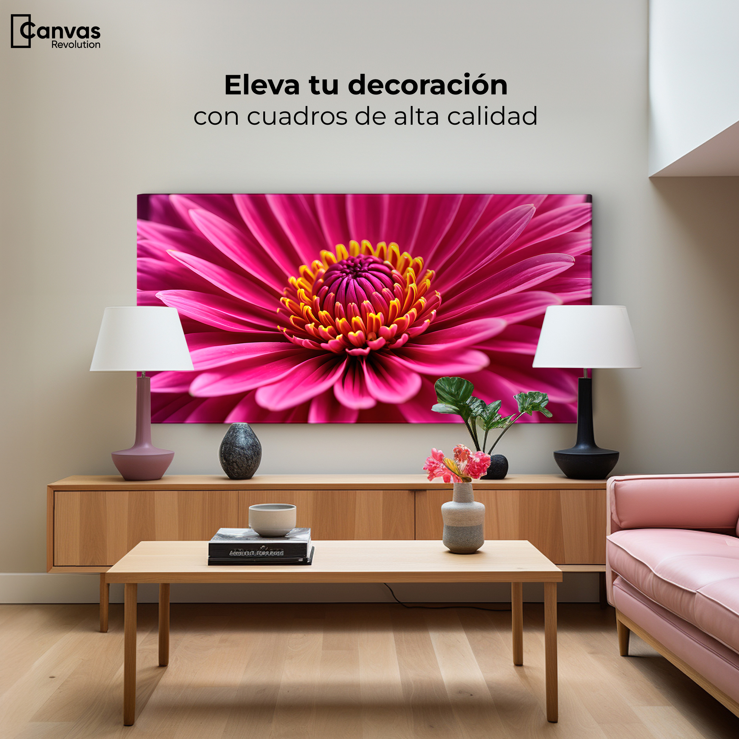 Foto 4 pulgar | Cuadro Decorativo Canvas Zinnia Magia Rosa 120x60