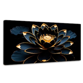 Foto 1 | Cuadro Decorativo Canvas Loto Negro Oro 120x60