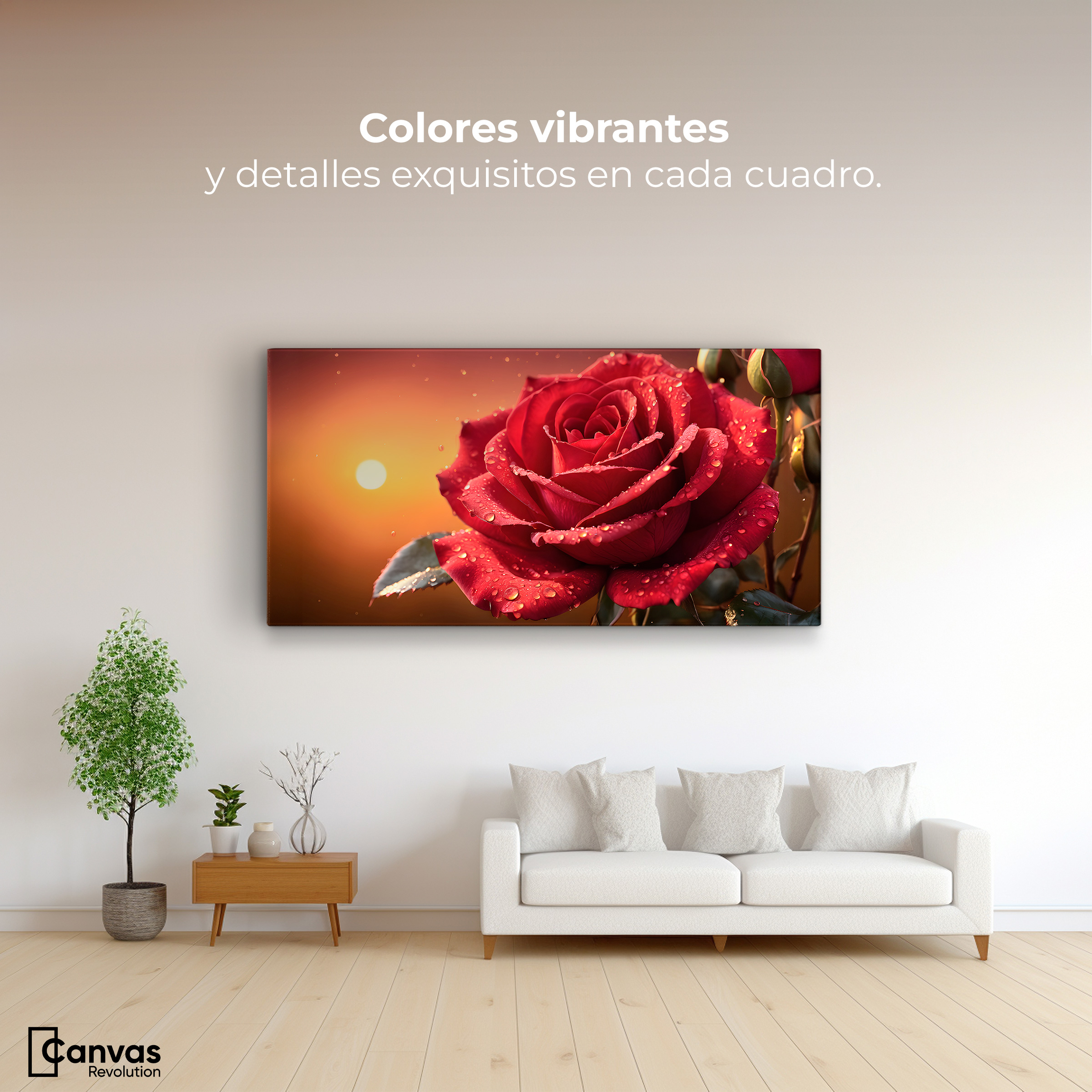 Foto 3 pulgar | Cuadro Decorativo Canvas Rosa Escarlata Viva 120x60