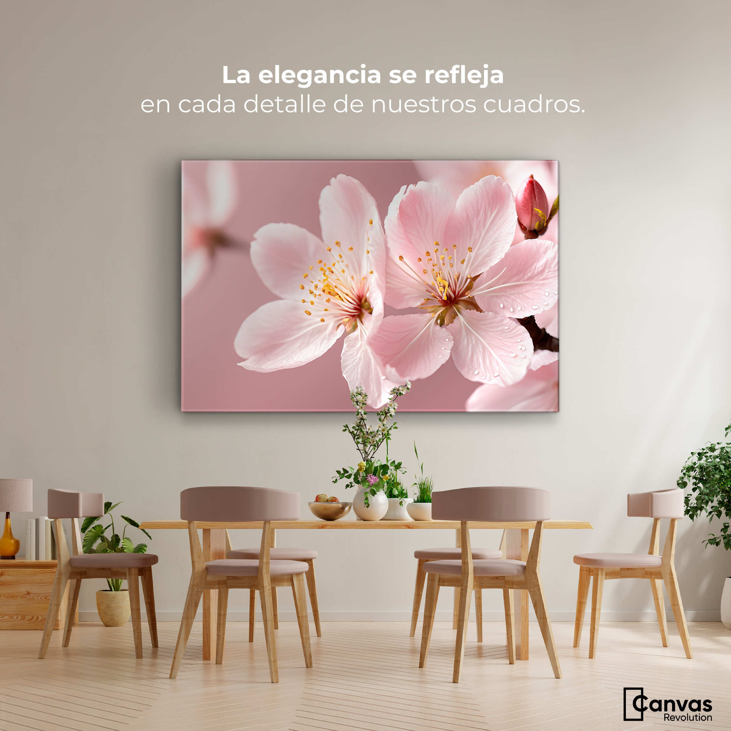 Foto 3 pulgar | Cuadro Decorativo Canvas Cerezo Rosado Flor 90x60