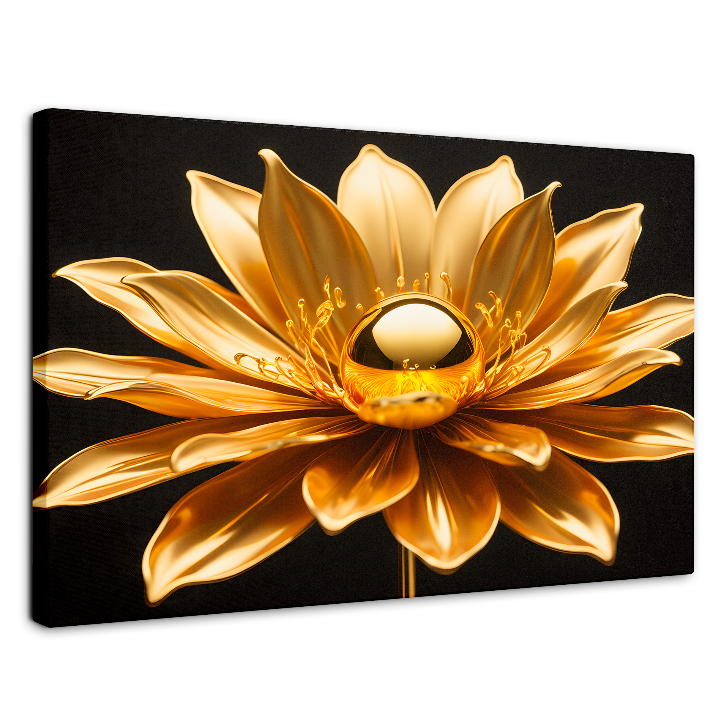 Cuadro Decorativo Canvas Oro Flor Radiante 90x60