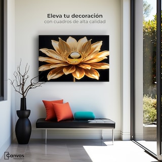 Foto 3 | Cuadro Decorativo Canvas Oro Flor Radiante 90x60