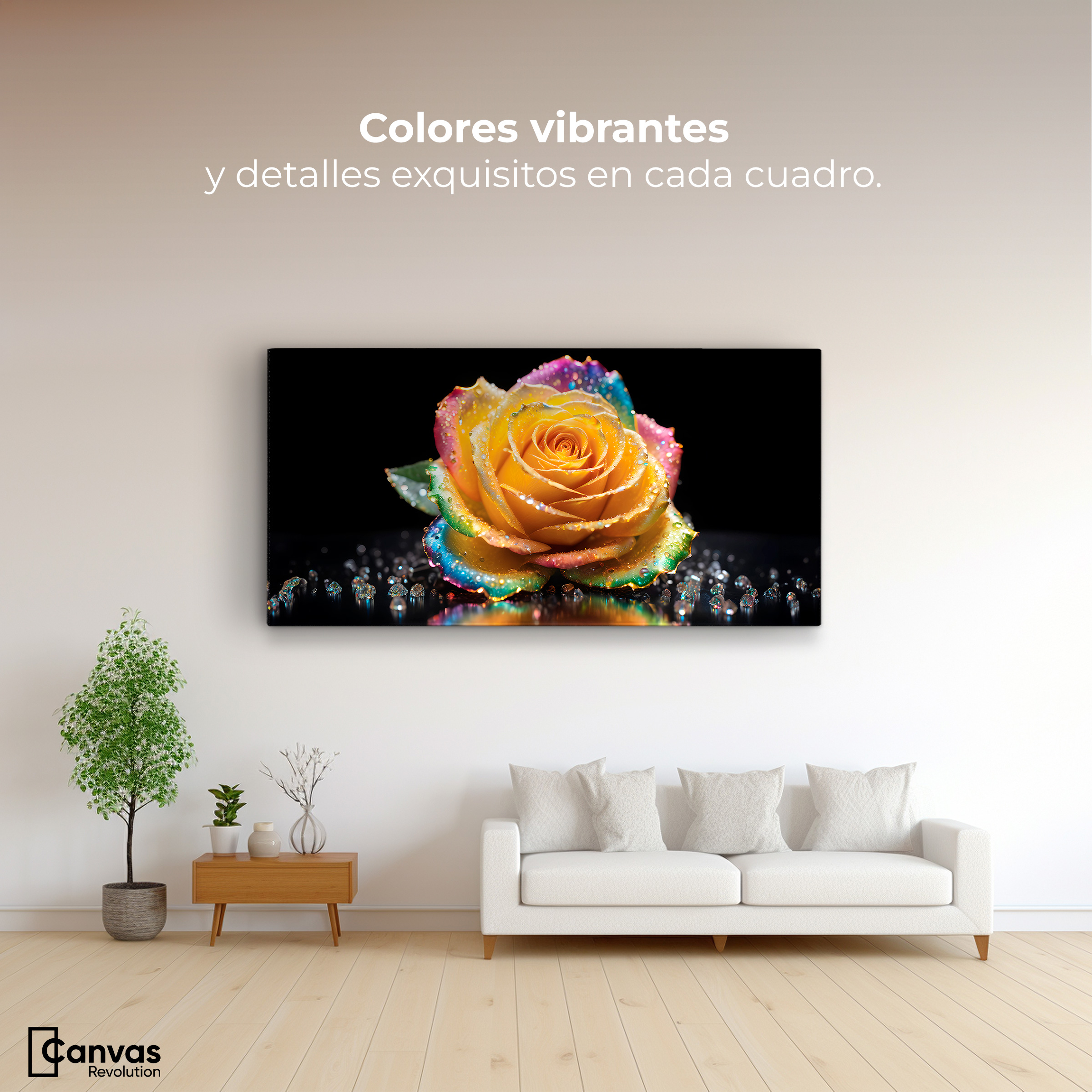 Foto 3 pulgar | Cuadro Decorativo Canvas Rosa Multicolor 120x60