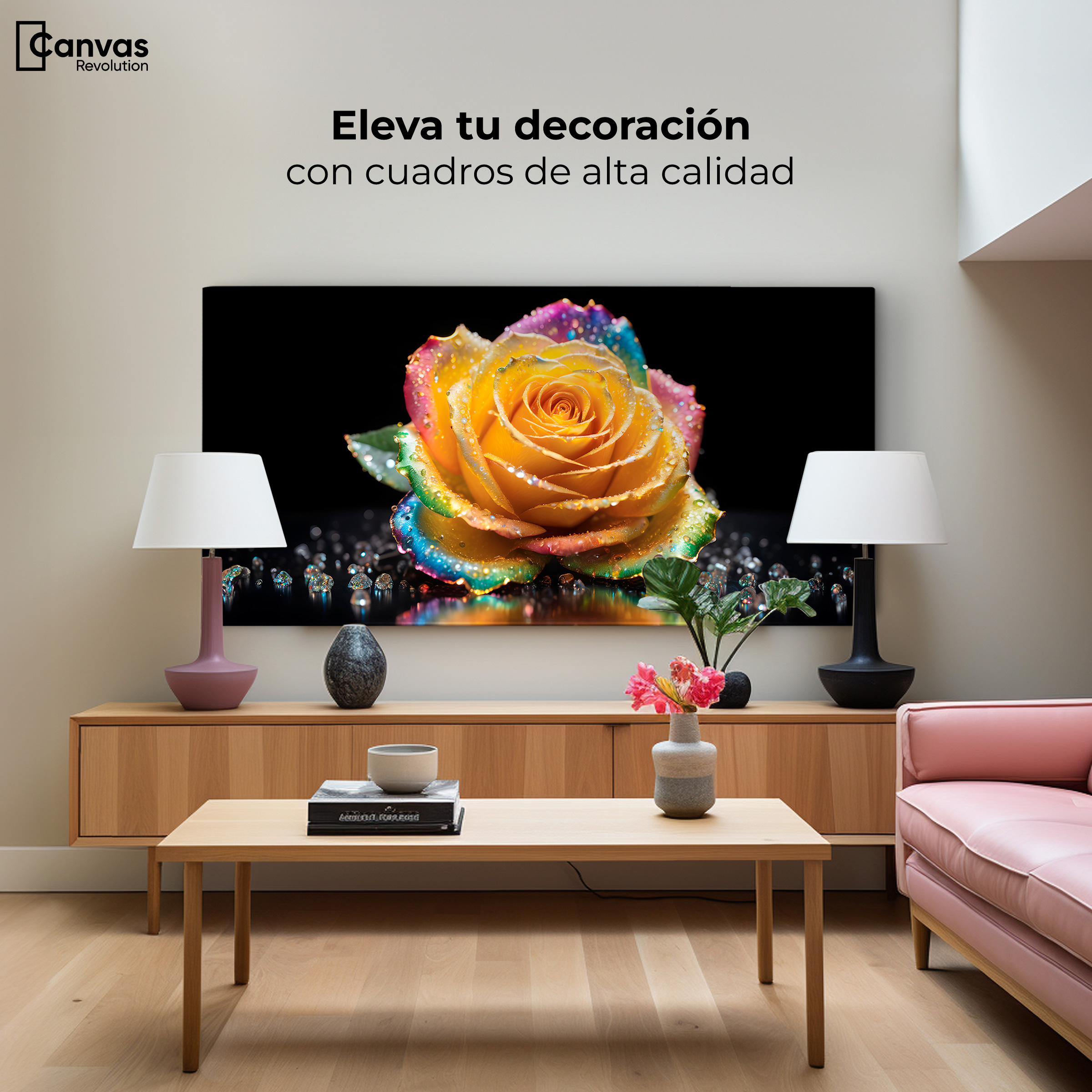 Foto 3 | Cuadro Decorativo Canvas Rosa Multicolor 120x60