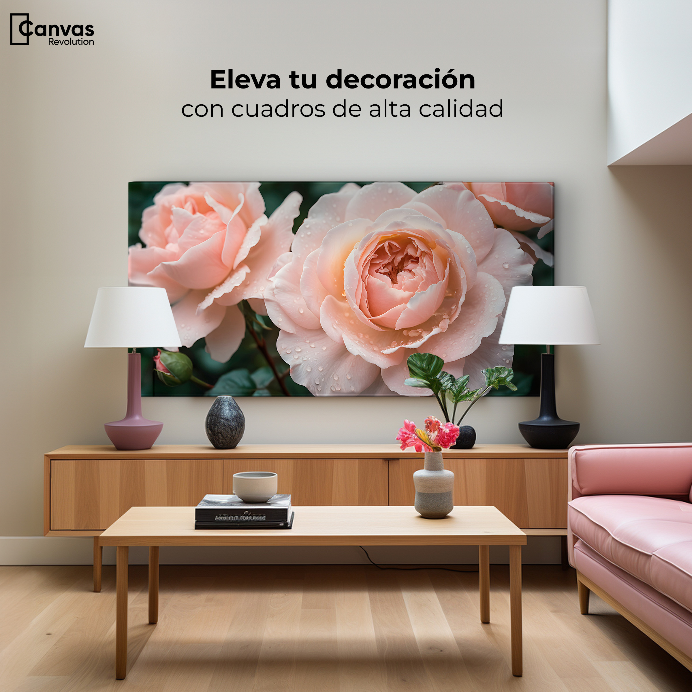 Foto 4 pulgar | Cuadro Decorativo Canvas Eterna Rosa Inglesa 120x60