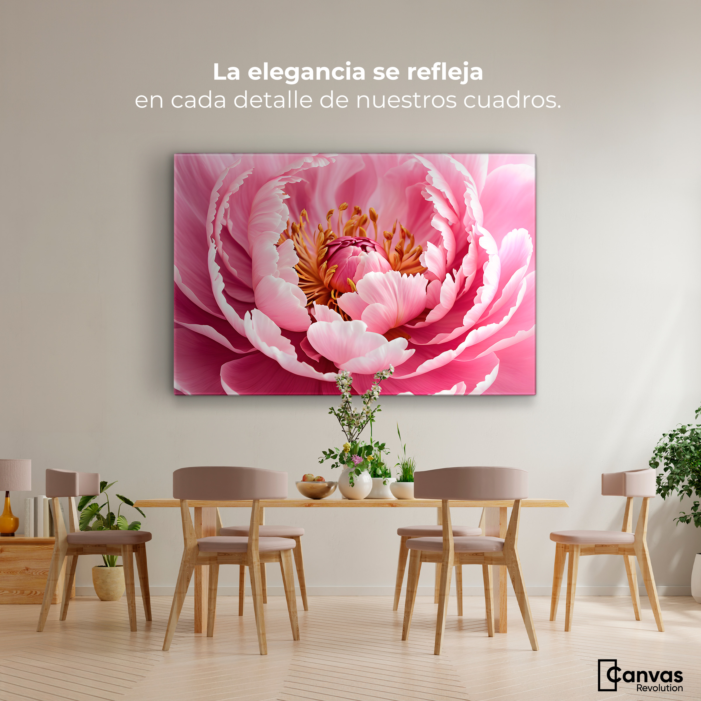 Foto 3 pulgar | Cuadro Decorativo Canvas Peonía Rosa Abierta 90x60