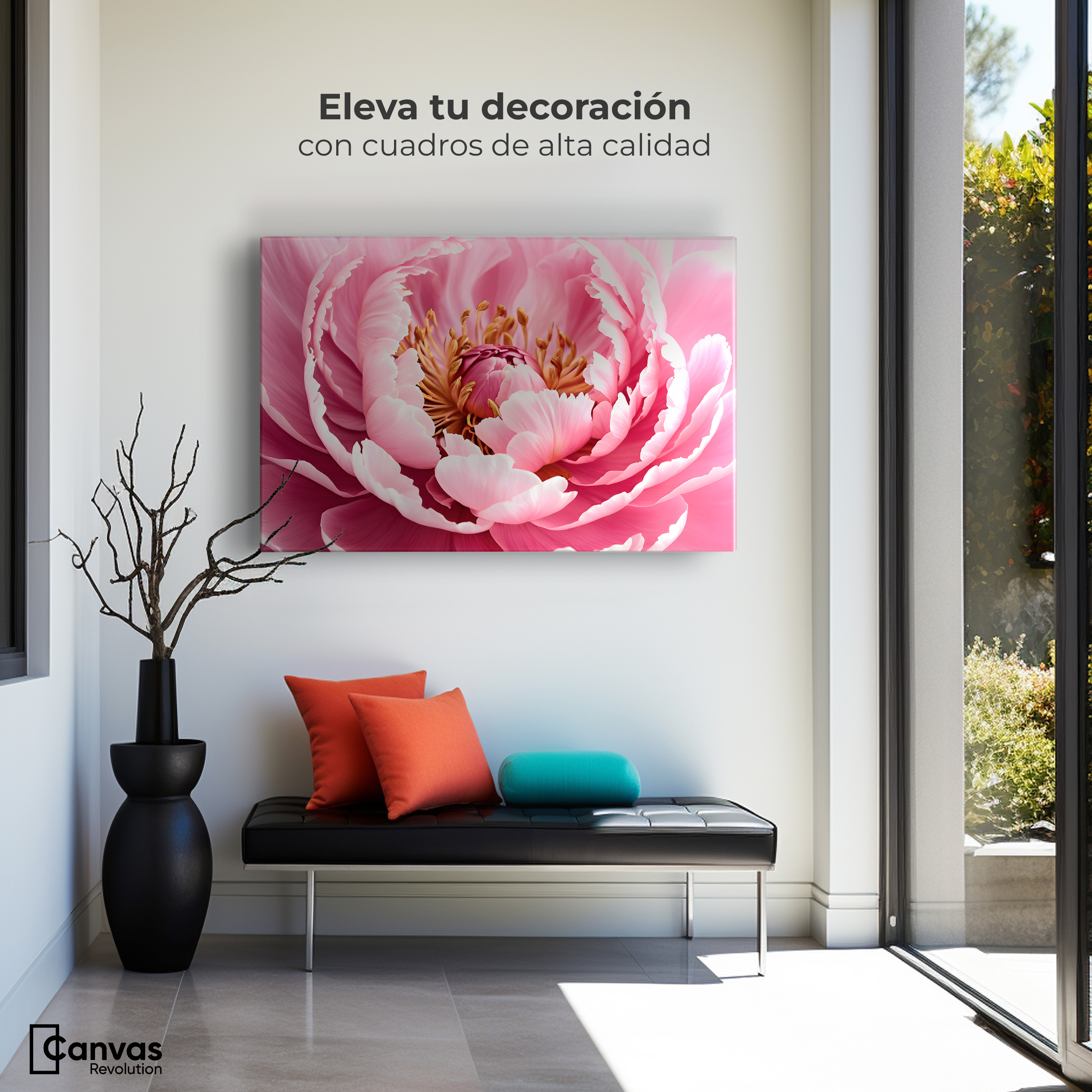 Foto 4 pulgar | Cuadro Decorativo Canvas Peonía Rosa Abierta 90x60