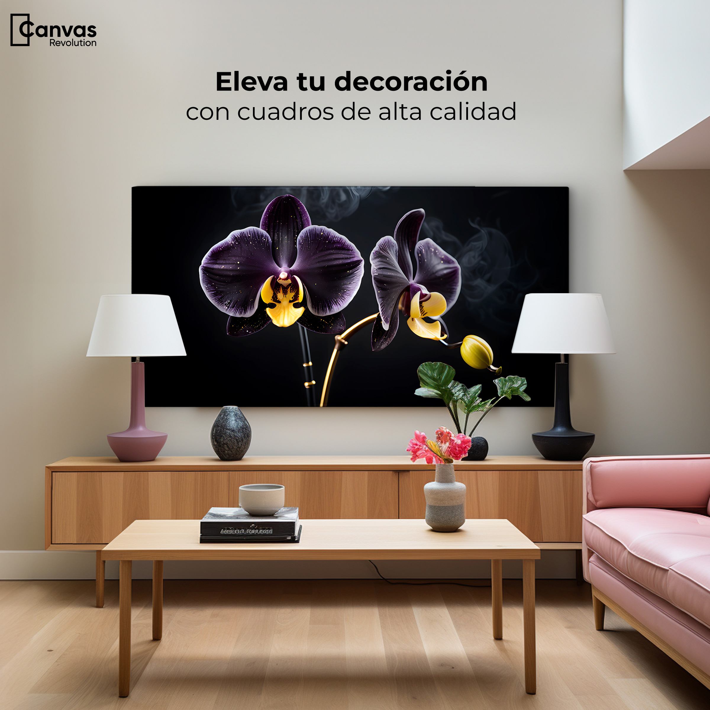 Foto 4 pulgar | Cuadro Decorativo Canvas Orquídea Bicolor 120x60