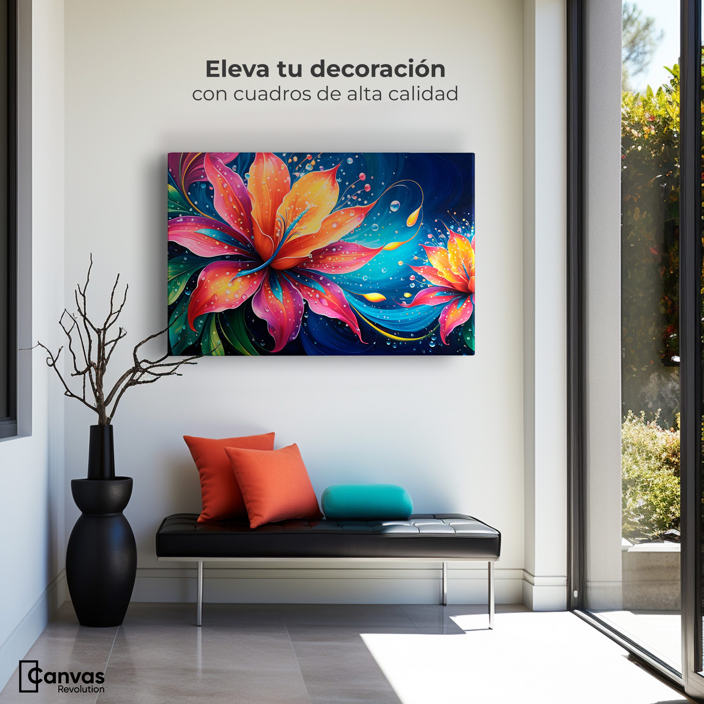 Foto 4 pulgar | Cuadro Decorativo Canvas Flor Aurea Viva 90x60