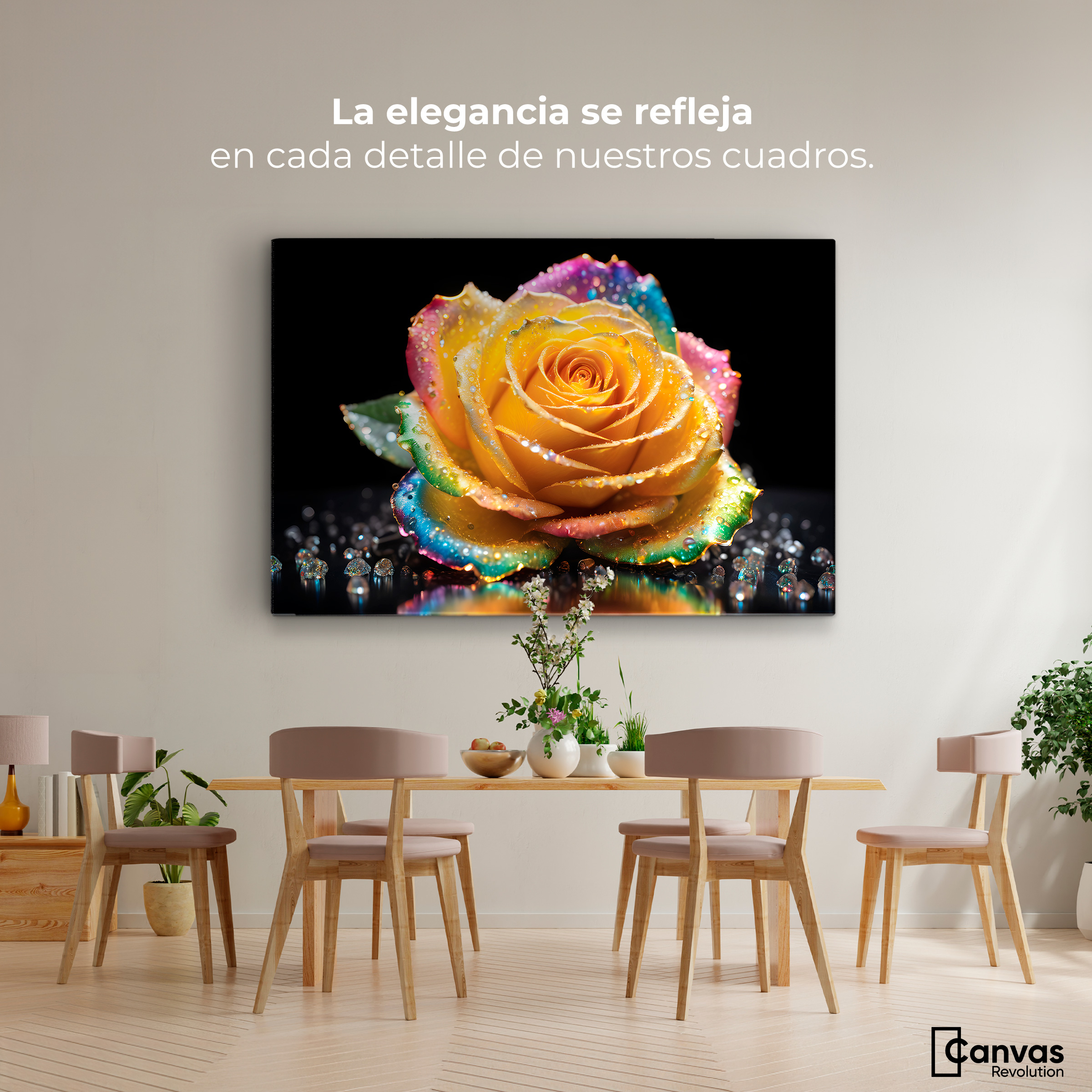 Foto 2 | Cuadro Decorativo Canvas Rosa Multicolor 90x60