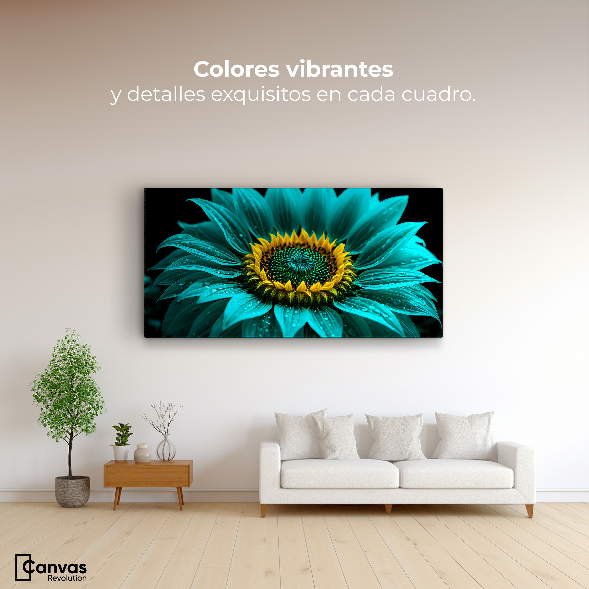 Foto 3 pulgar | Cuadro Decorativo Canvas Girasol Aguamarina 120x60