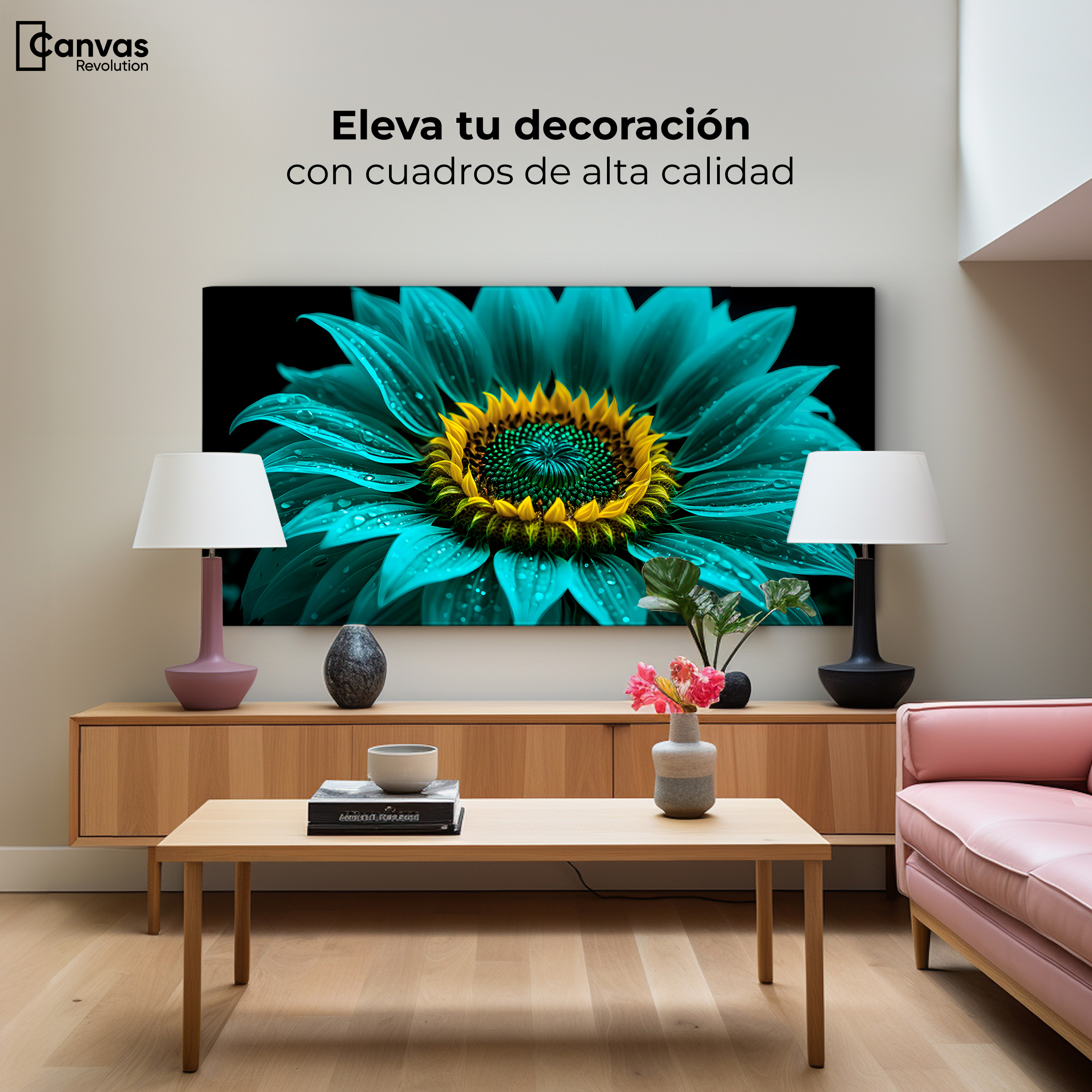 Foto 4 pulgar | Cuadro Decorativo Canvas Girasol Aguamarina 120x60