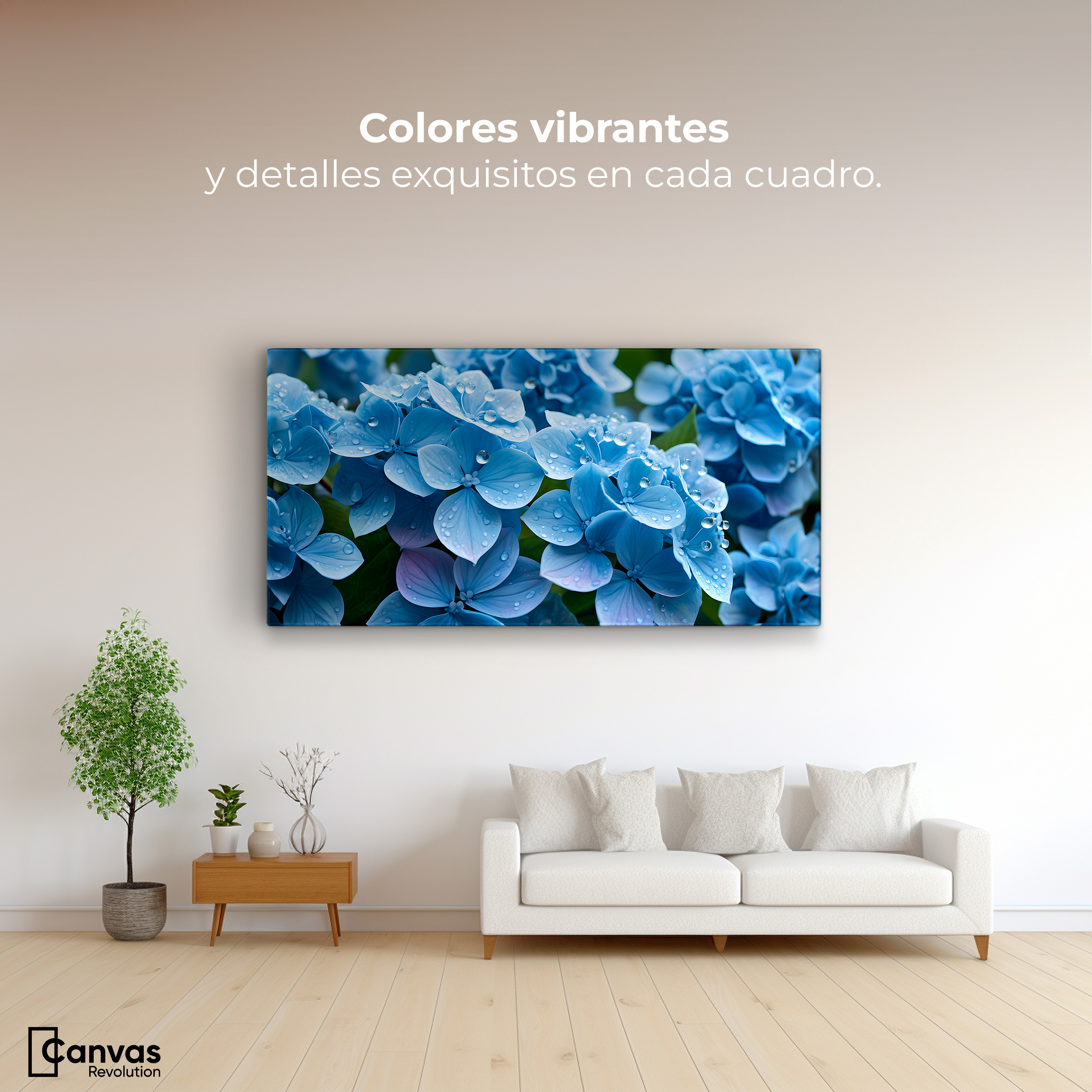 Foto 3 pulgar | Cuadro Decorativo Canvas Hortensia Azulada 120x60