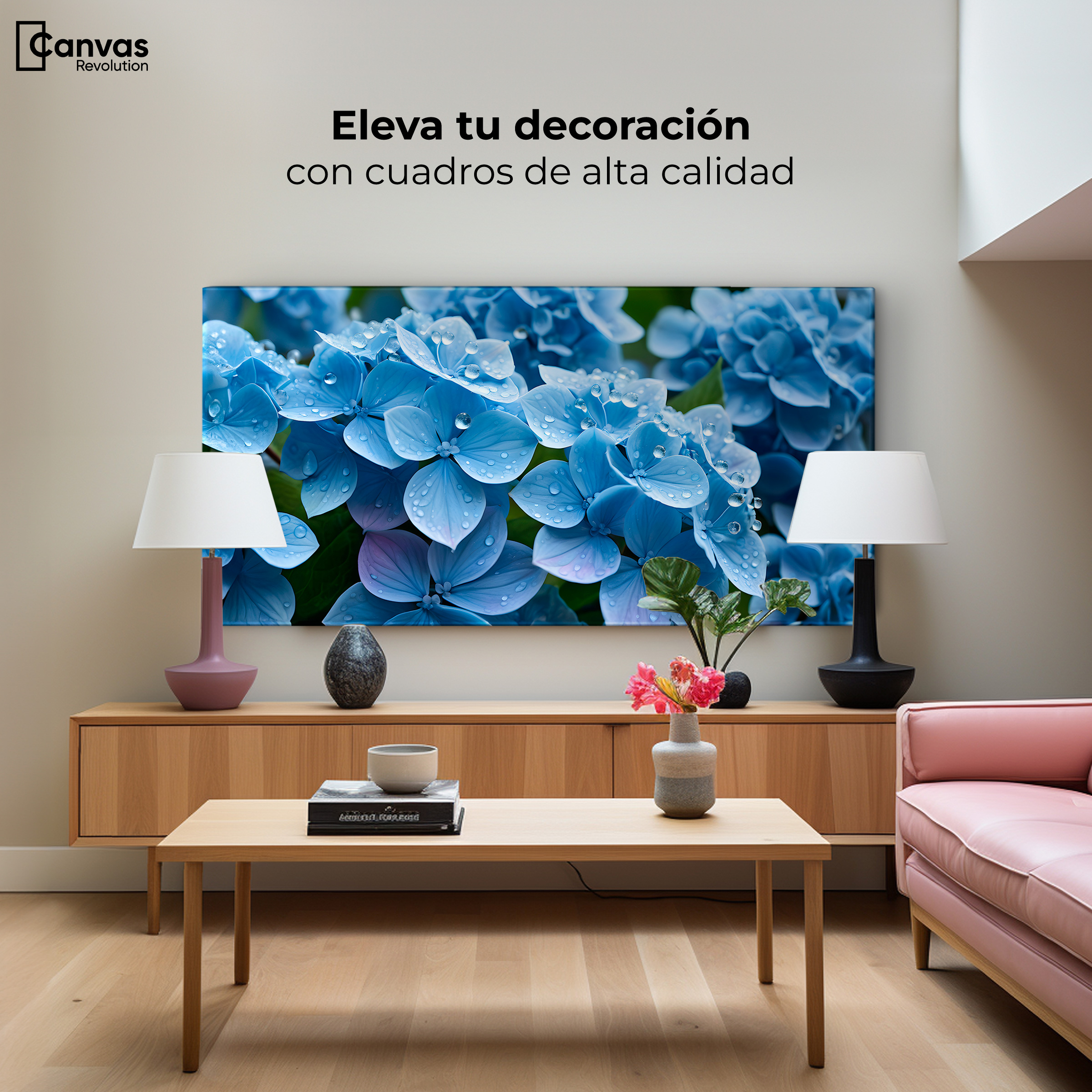 Foto 4 pulgar | Cuadro Decorativo Canvas Hortensia Azulada 120x60