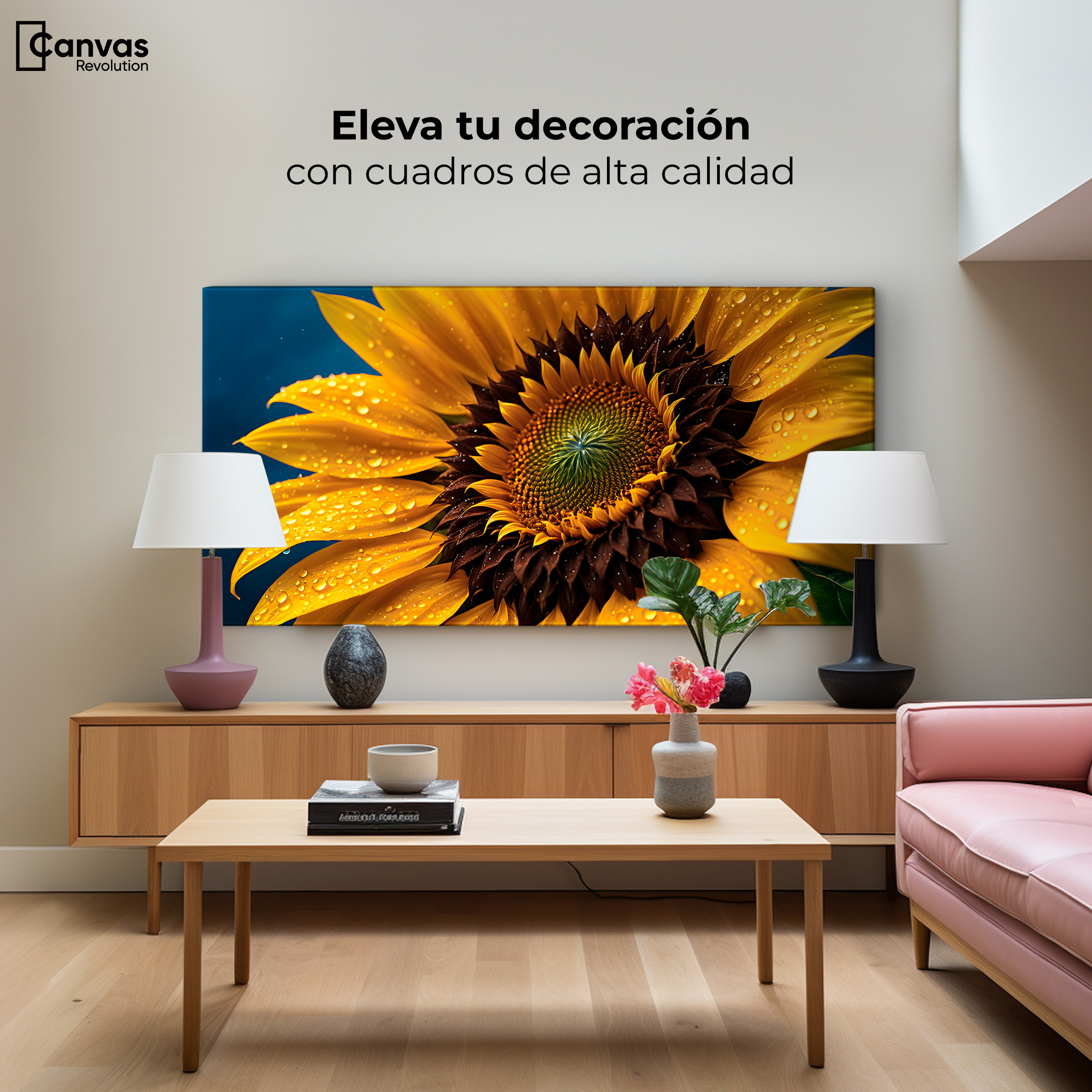 Foto 4 pulgar | Cuadro Decorativo Canvas Girasol Luz Dorada 120x60