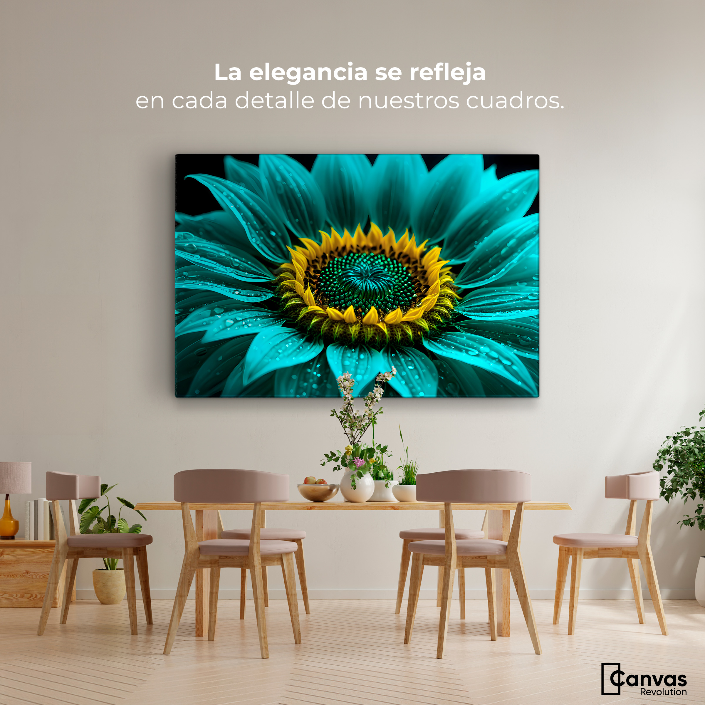 Foto 3 pulgar | Cuadro Decorativo Canvas Girasol Aguamarina 90x60