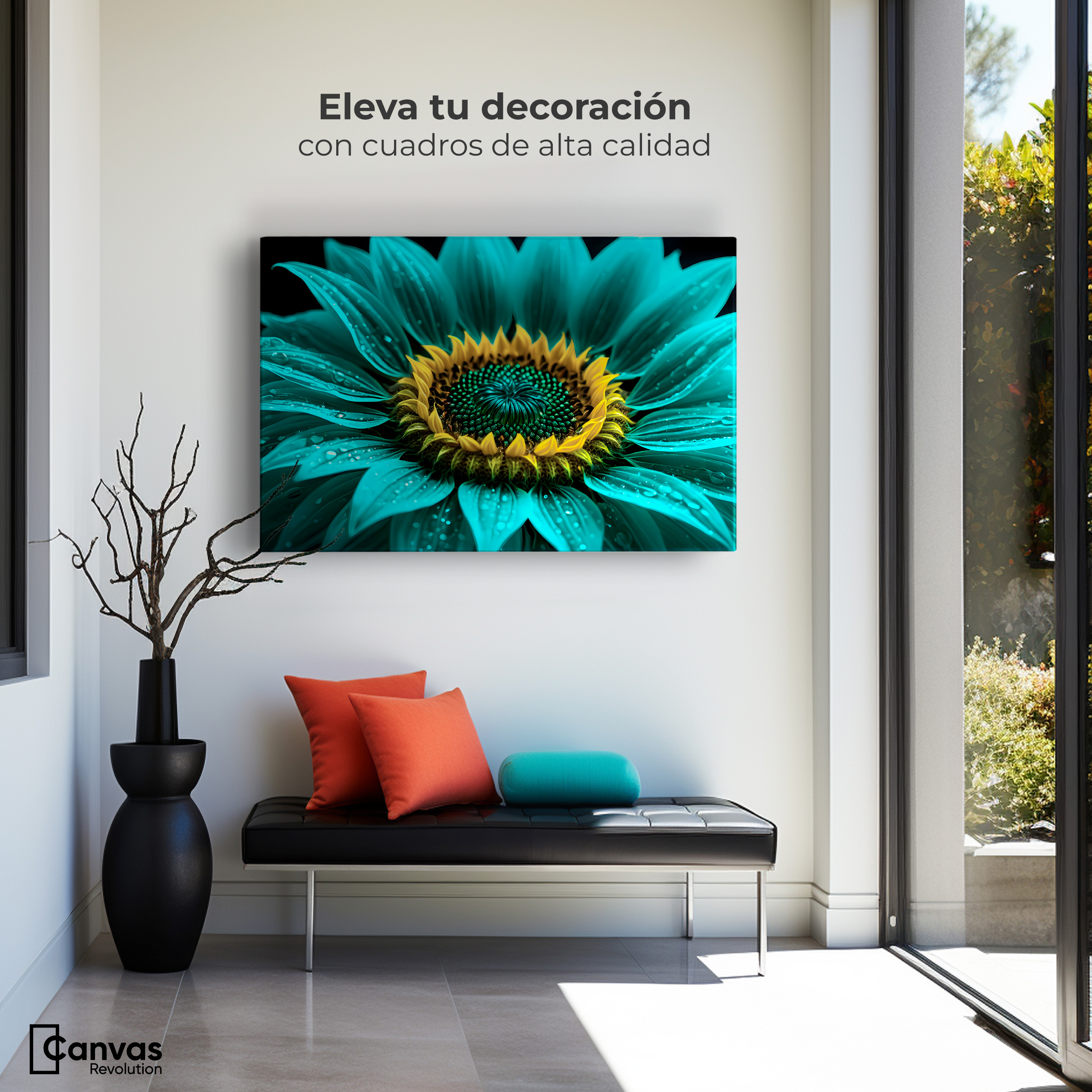 Foto 4 pulgar | Cuadro Decorativo Canvas Girasol Aguamarina 90x60