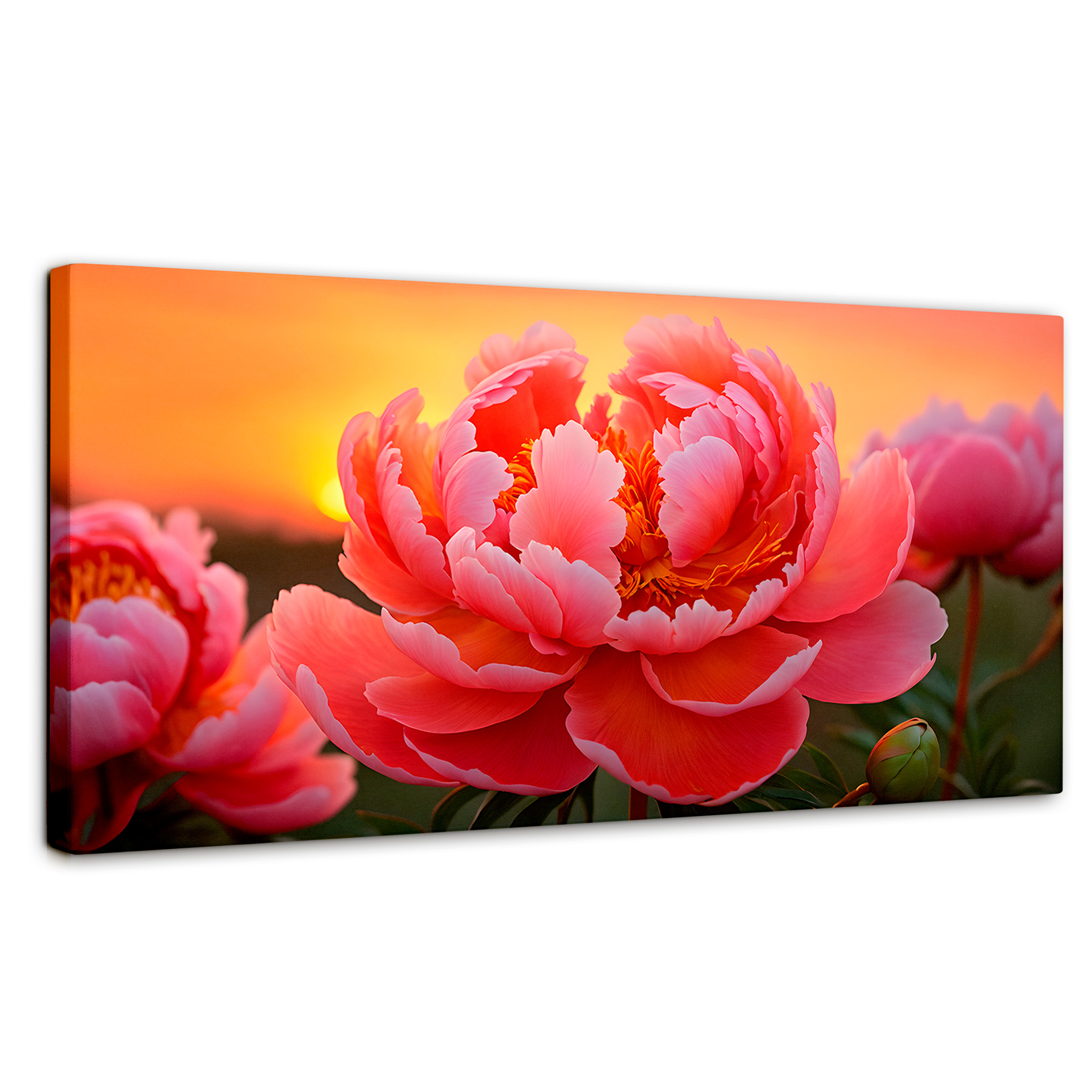 Cuadro Decorativo Canvas Peonía Rosa Eterno 120x60