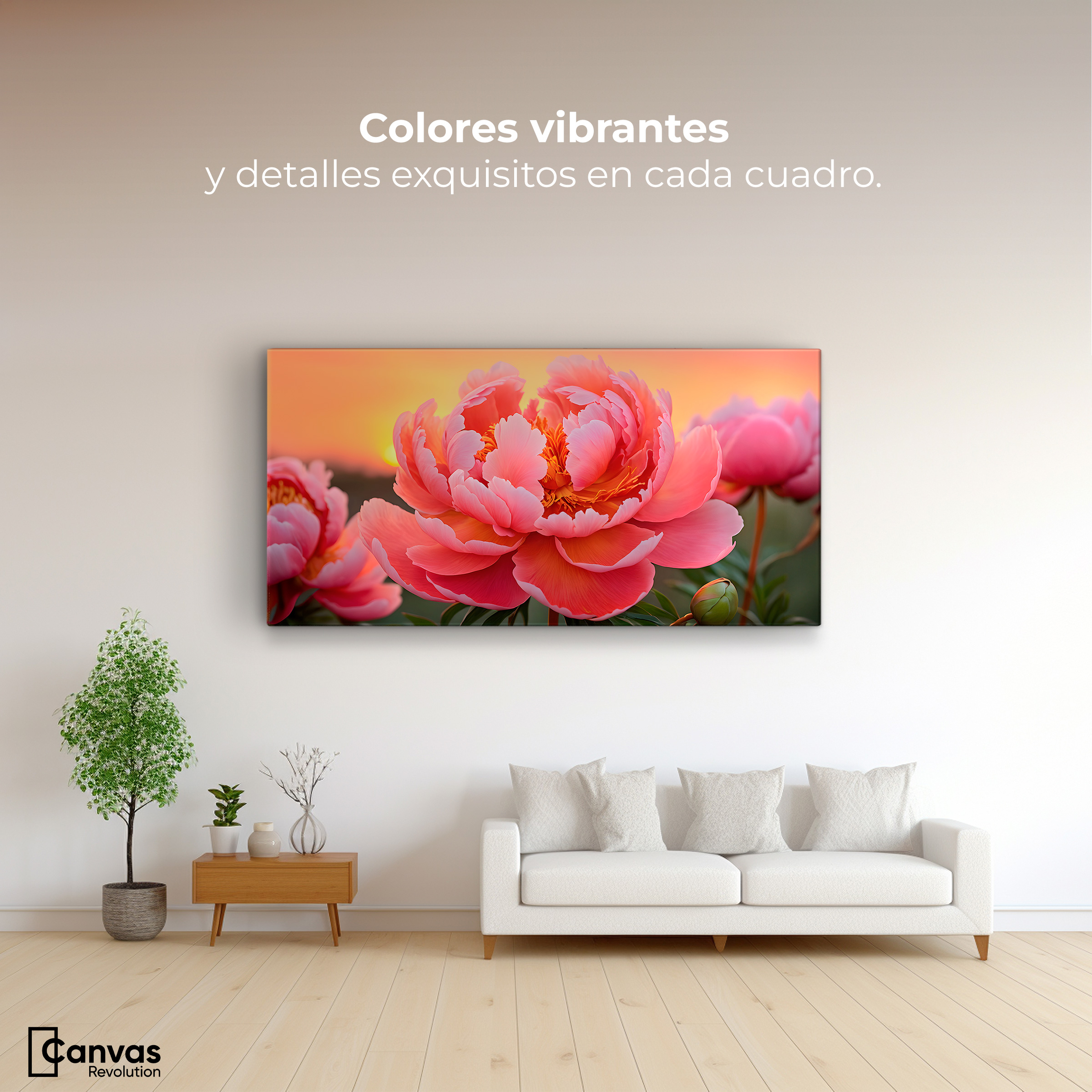 Foto 3 pulgar | Cuadro Decorativo Canvas Peonía Rosa Eterno 120x60