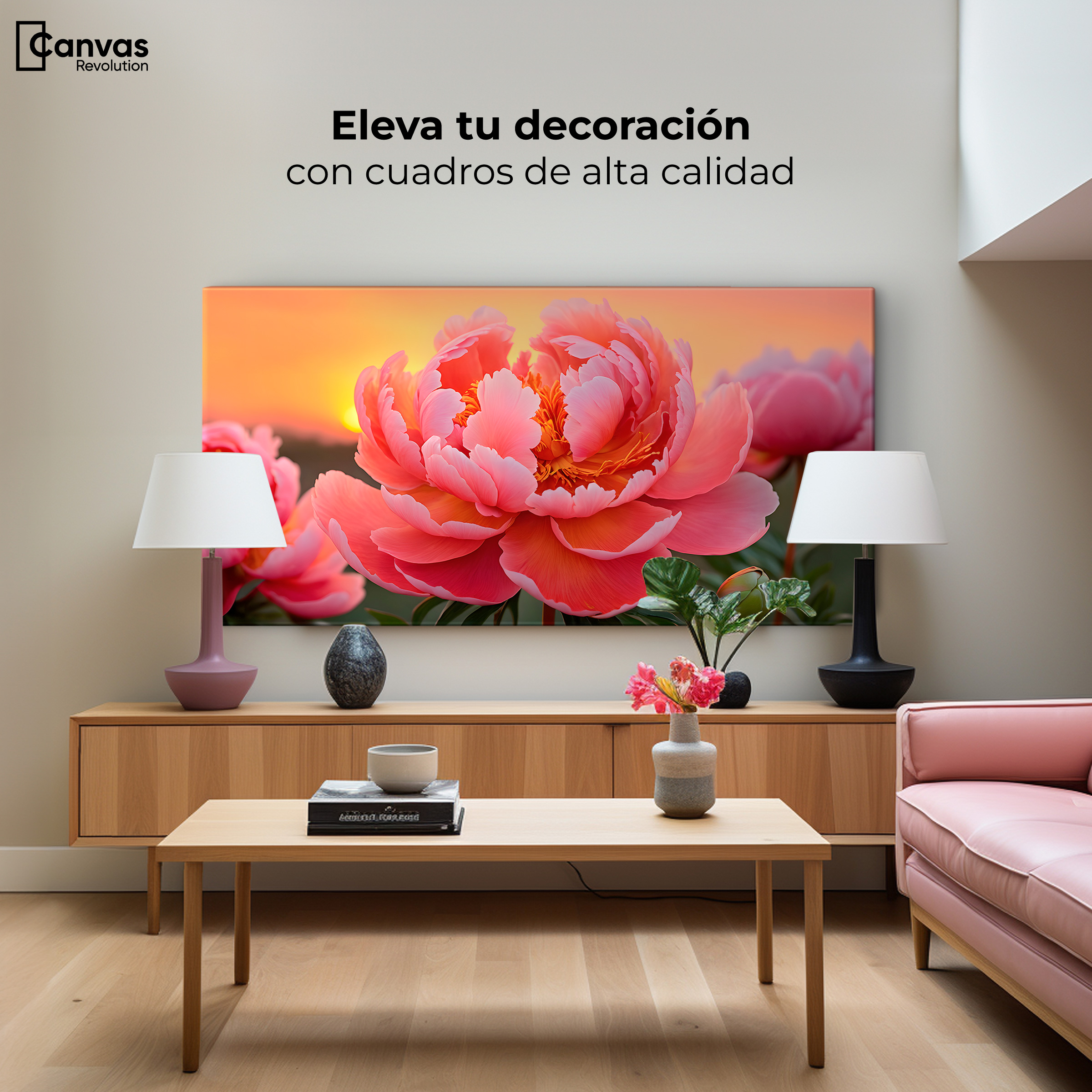 Foto 4 pulgar | Cuadro Decorativo Canvas Peonía Rosa Eterno 120x60