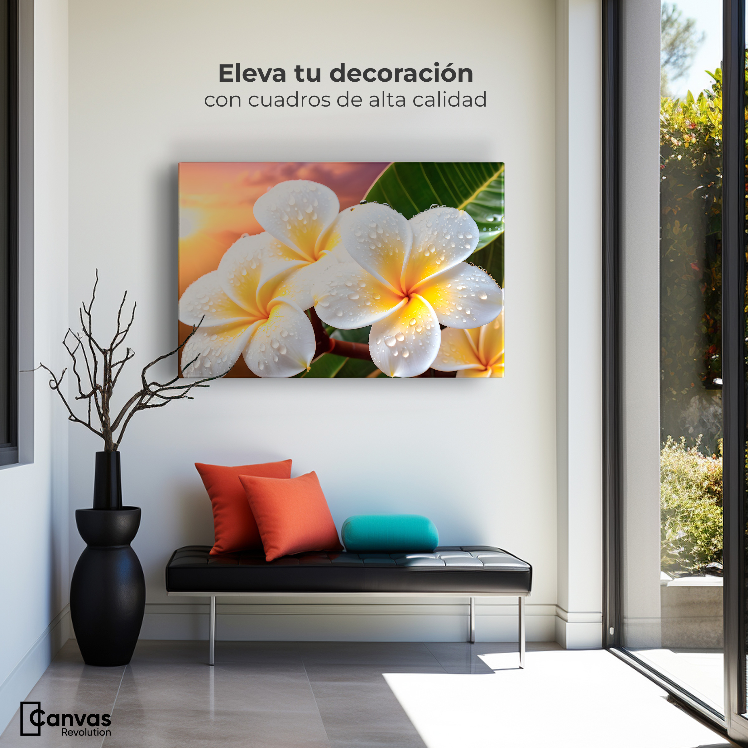 Foto 4 pulgar | Cuadro Decorativo Canvas Plumeria Luz Serena 90x60