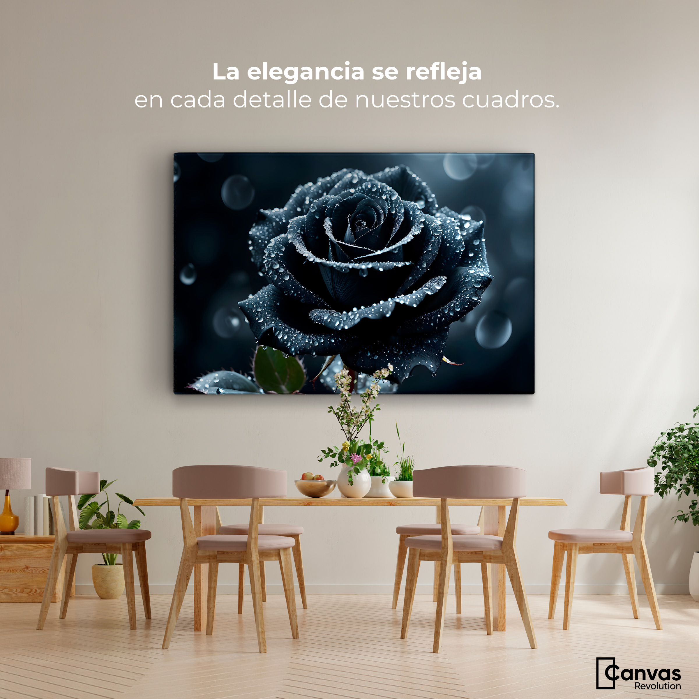 Foto 2 | Cuadro Decorativo Canvas Rosa Negra Poderosa 90x60