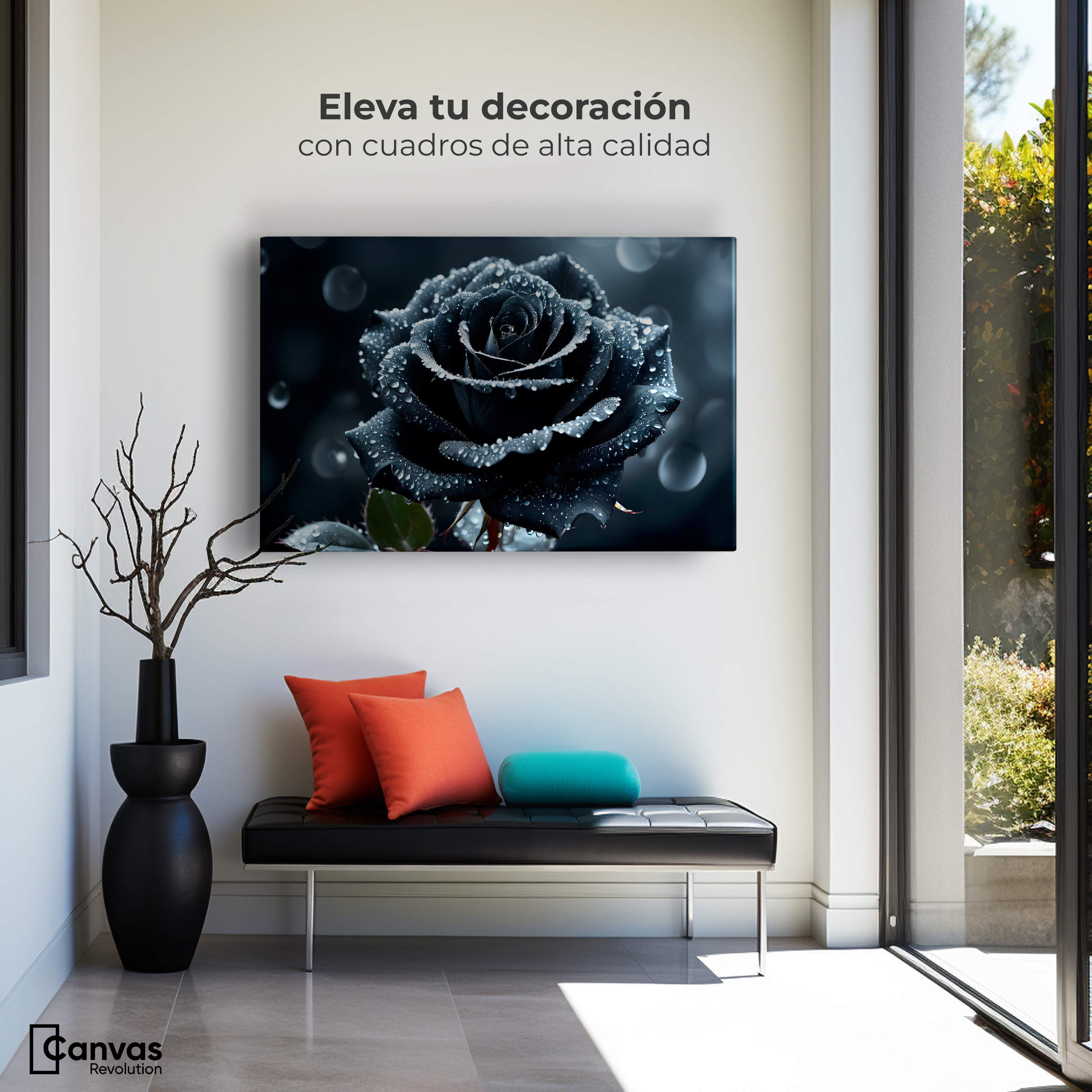 Foto 4 pulgar | Cuadro Decorativo Canvas Rosa Negra Poderosa 90x60