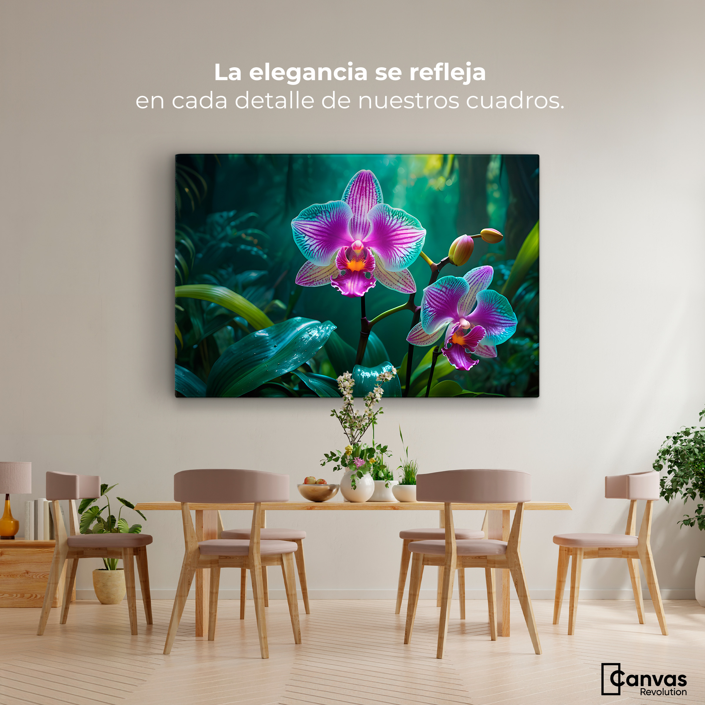 Foto 2 | Cuadro Decorativo Canvas Orquídeas Vibrantes 90x60