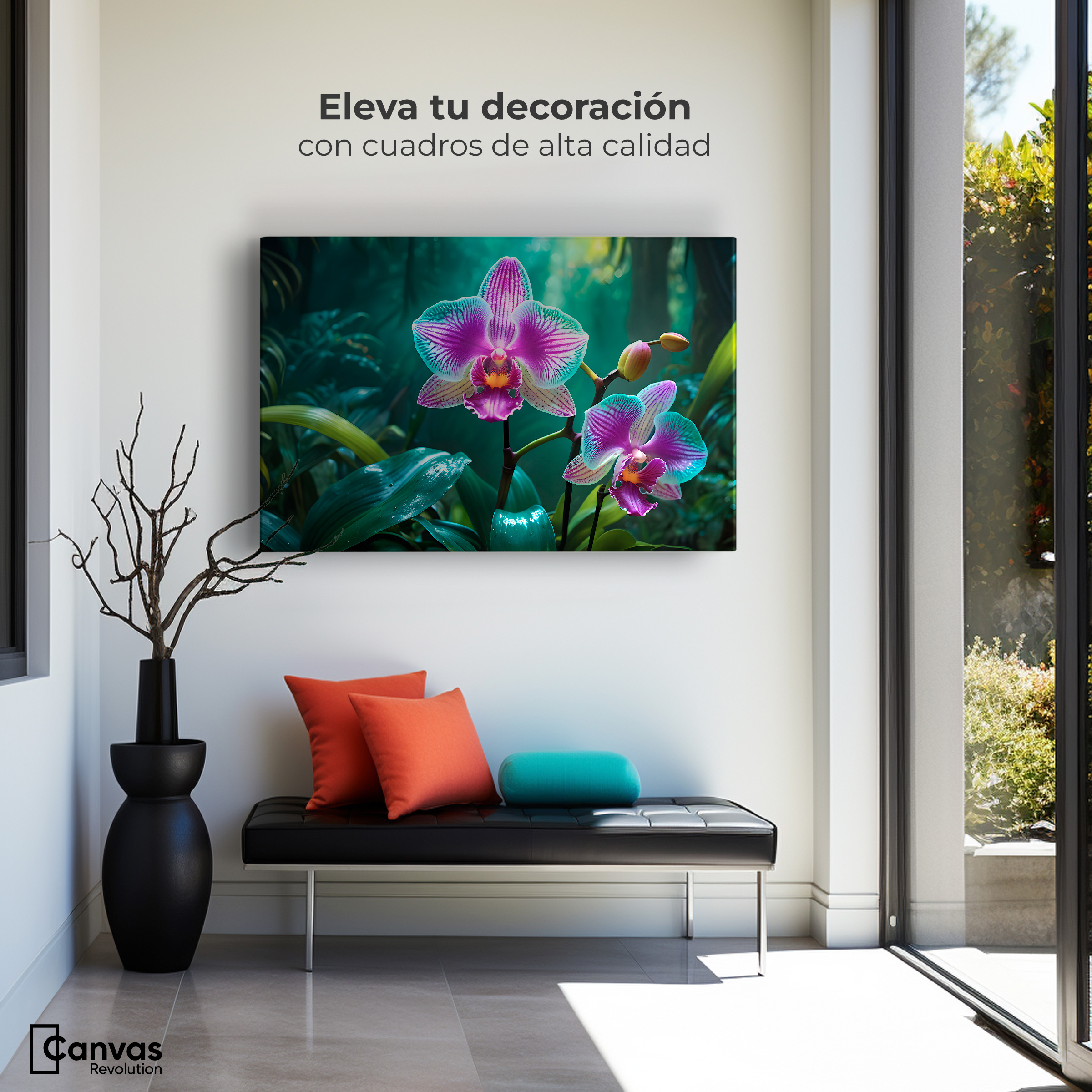 Foto 4 pulgar | Cuadro Decorativo Canvas Orquídeas Vibrantes 90x60