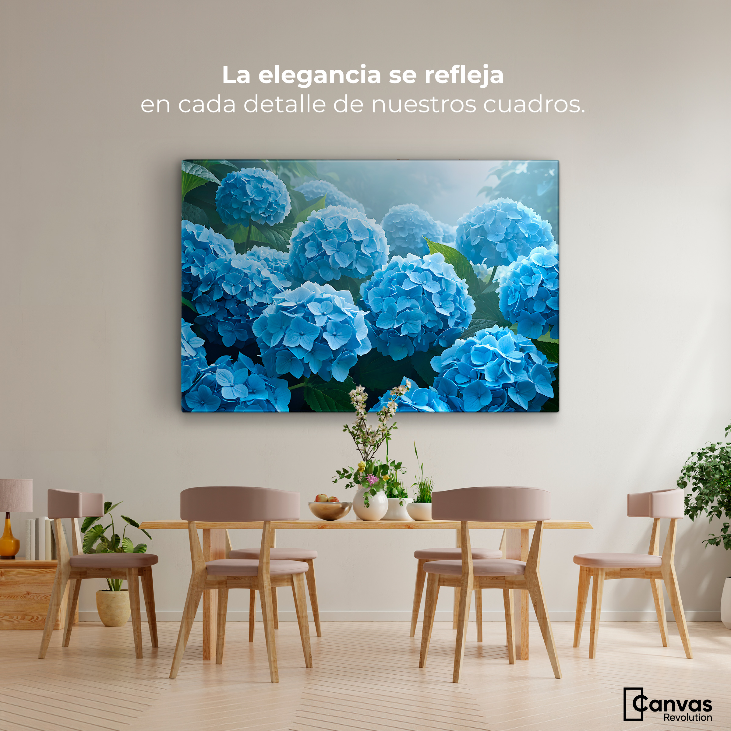 Foto 3 pulgar | Cuadro Decorativo Canvas Hortensias Azules 90x60