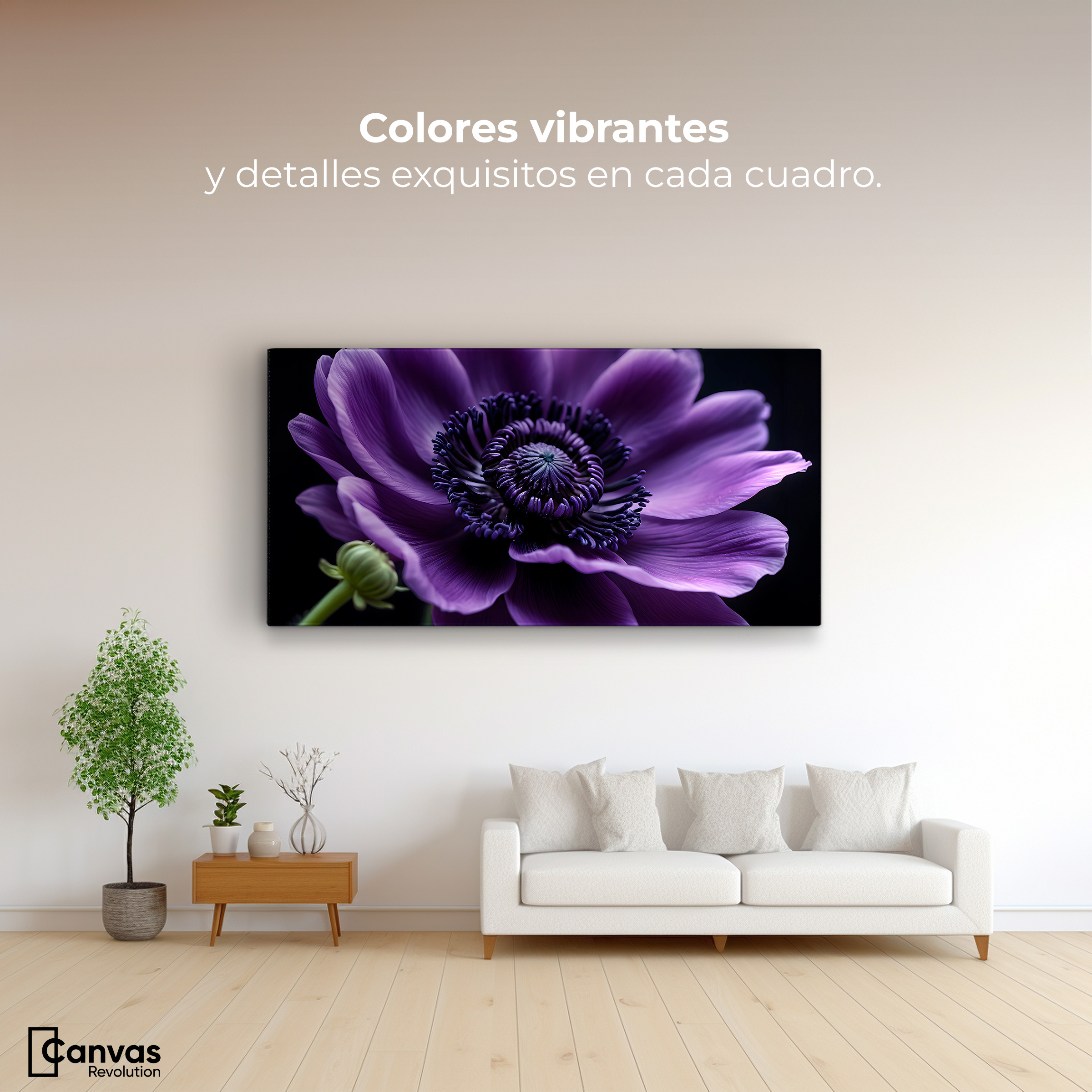 Foto 3 pulgar | Cuadro Decorativo Canvas Anémona Violeta 120x60