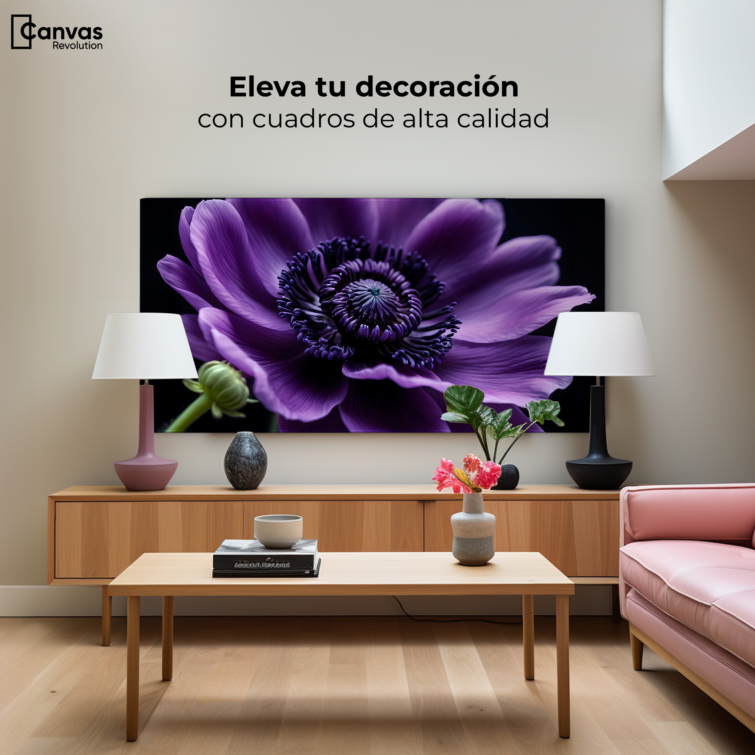 Foto 4 pulgar | Cuadro Decorativo Canvas Anémona Violeta 120x60