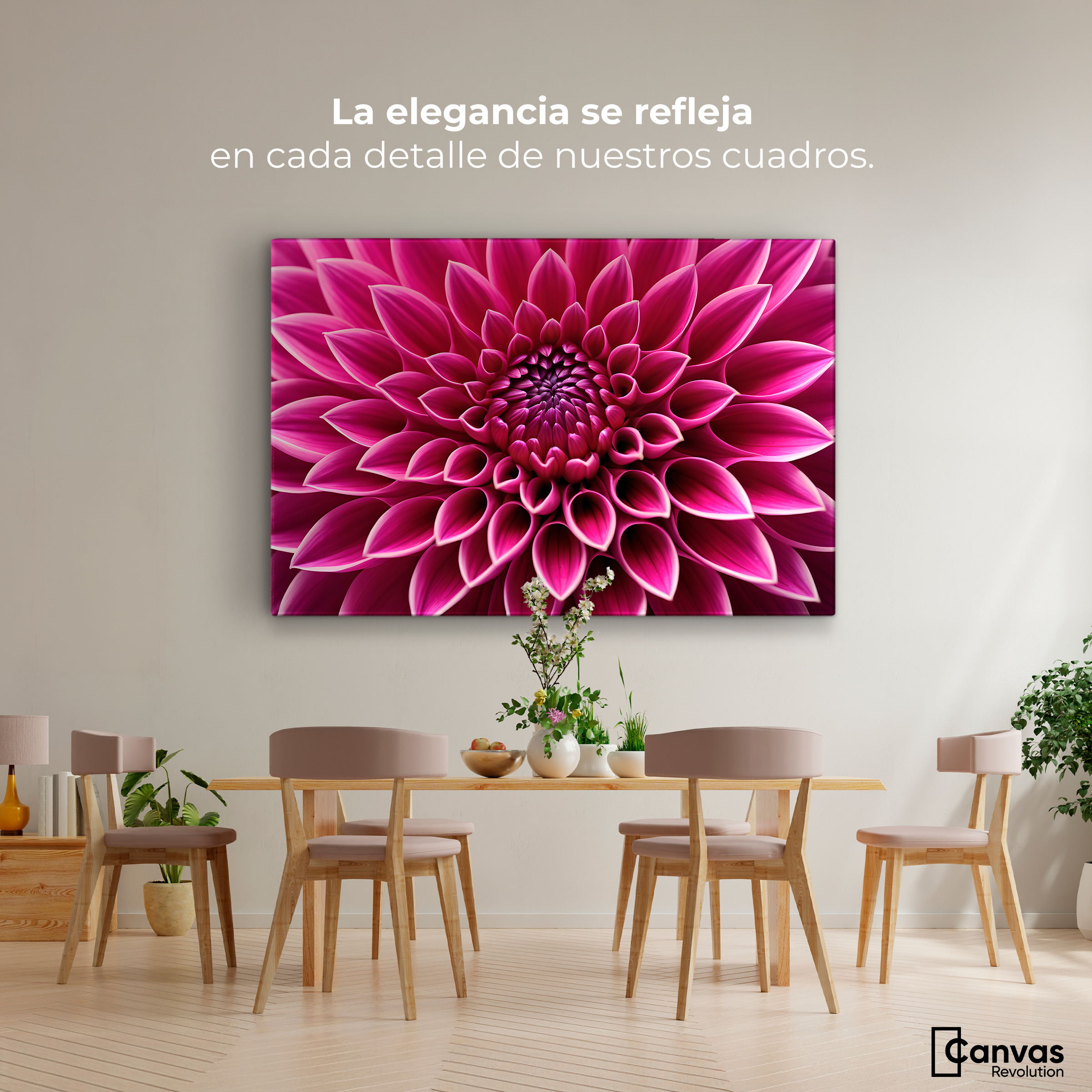 Foto 3 pulgar | Cuadro Decorativo Canvas Dalia Magenta Flor 90x60