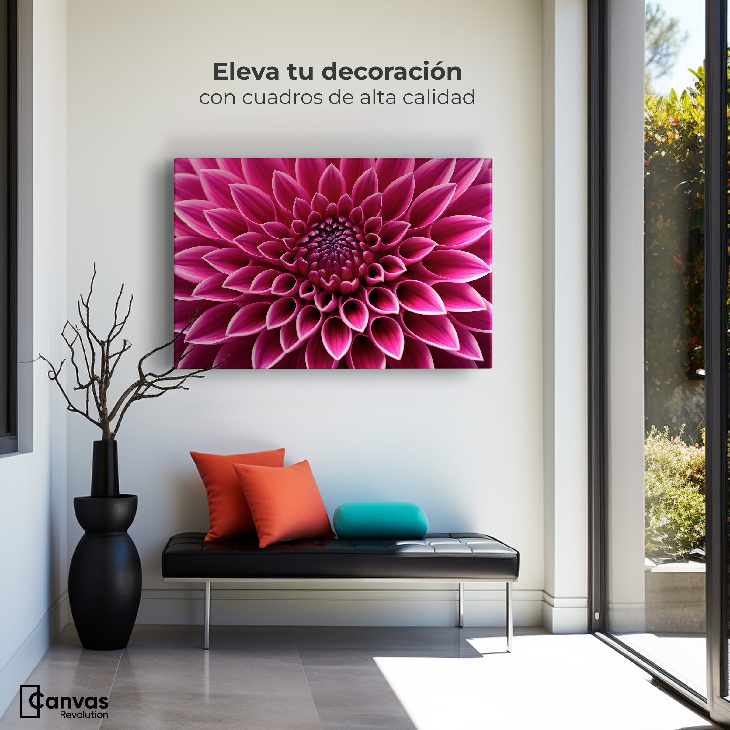 Foto 4 pulgar | Cuadro Decorativo Canvas Dalia Magenta Flor 90x60