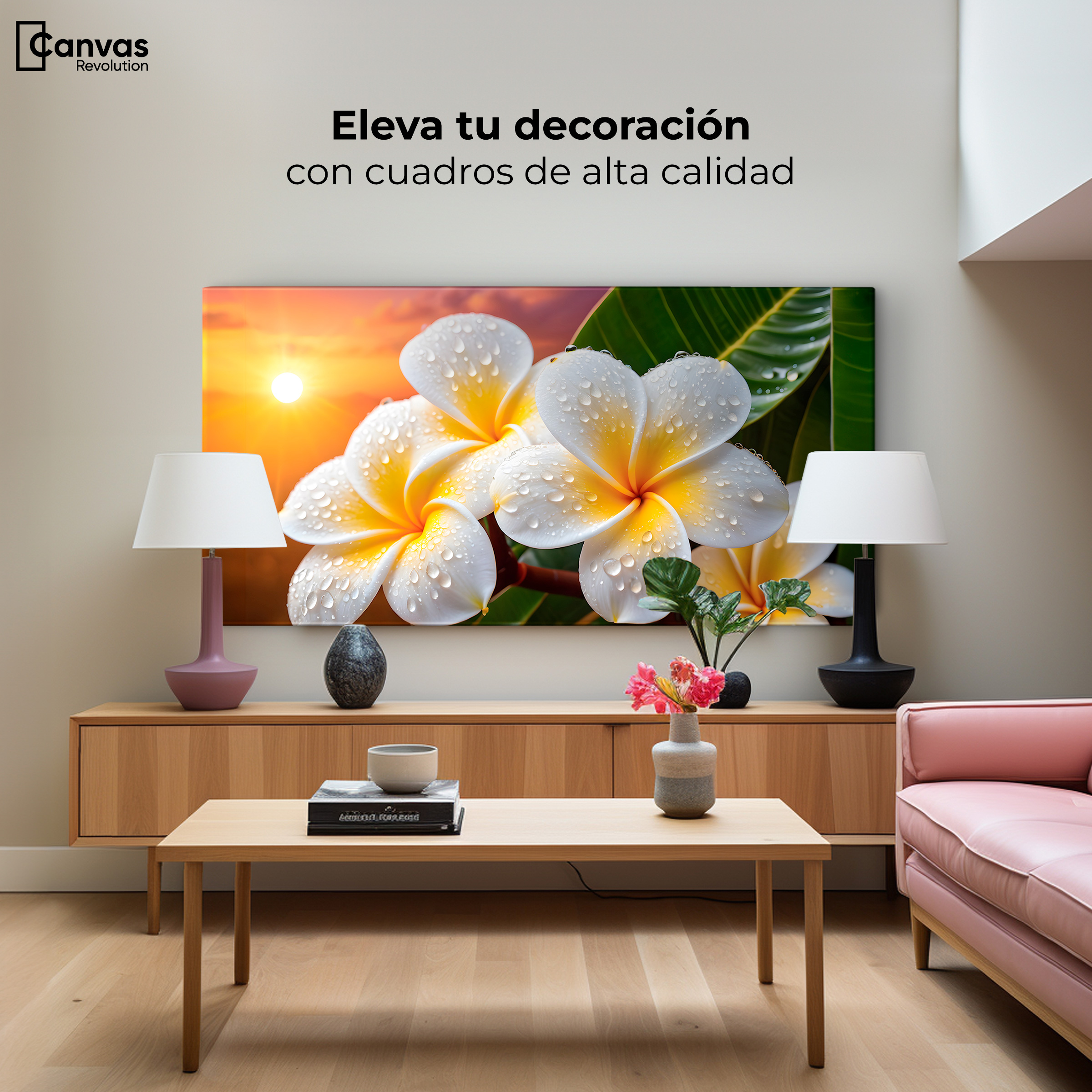 Foto 4 pulgar | Cuadro Decorativo Canvas Plumeria Luz Serena 120x60