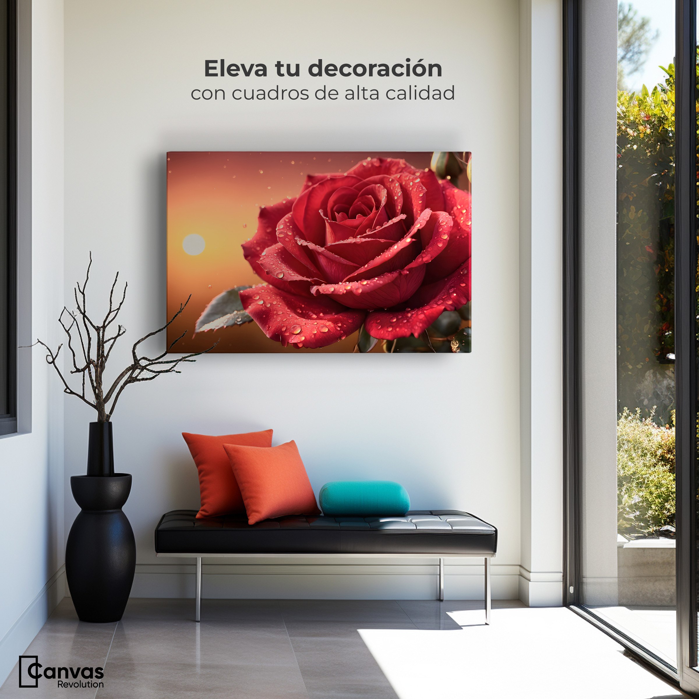 Foto 4 pulgar | Cuadro Decorativo Canvas Rosa Escarlata Viva 90x60