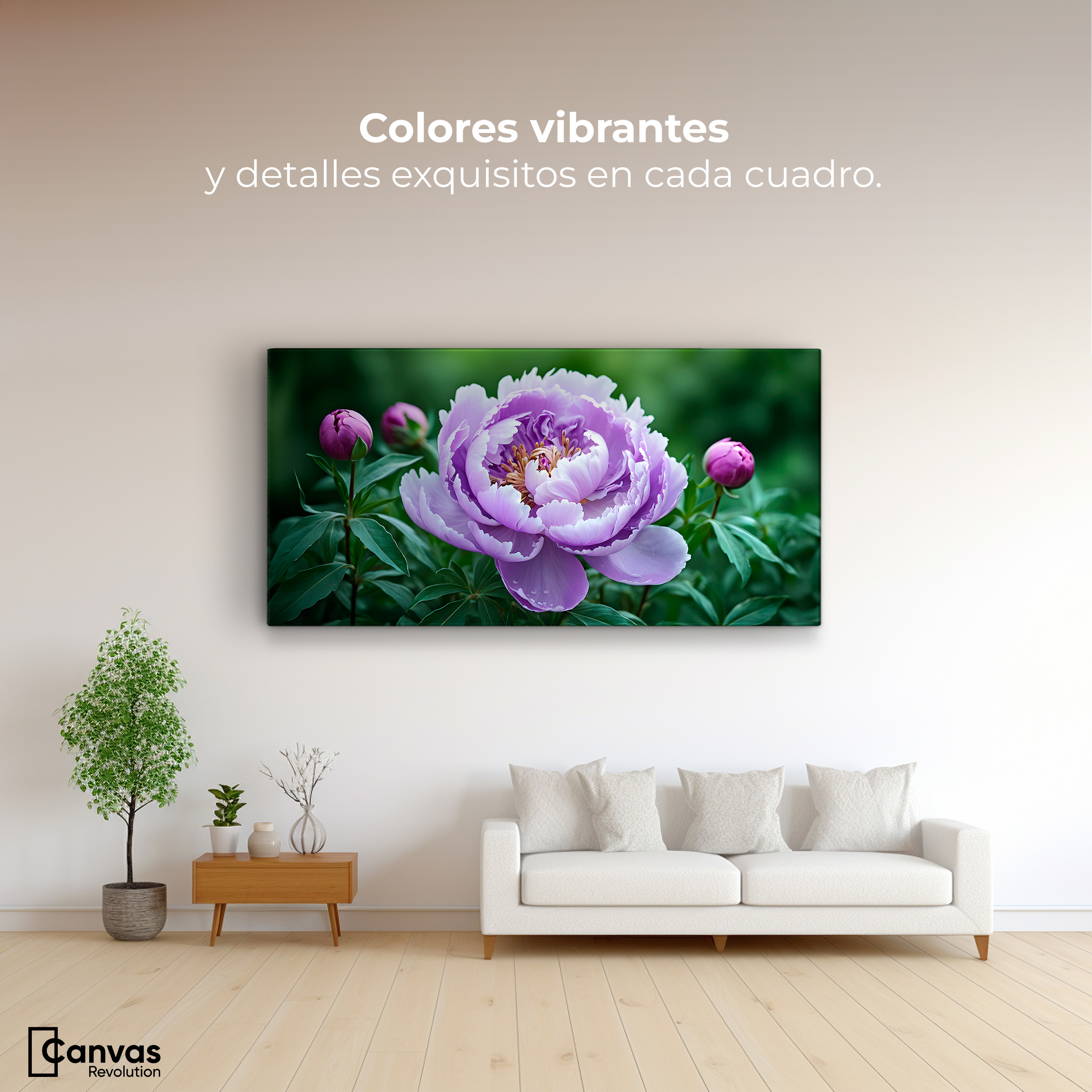 Foto 3 pulgar | Cuadro Decorativo Canvas Peonía Morada Viva 120x60