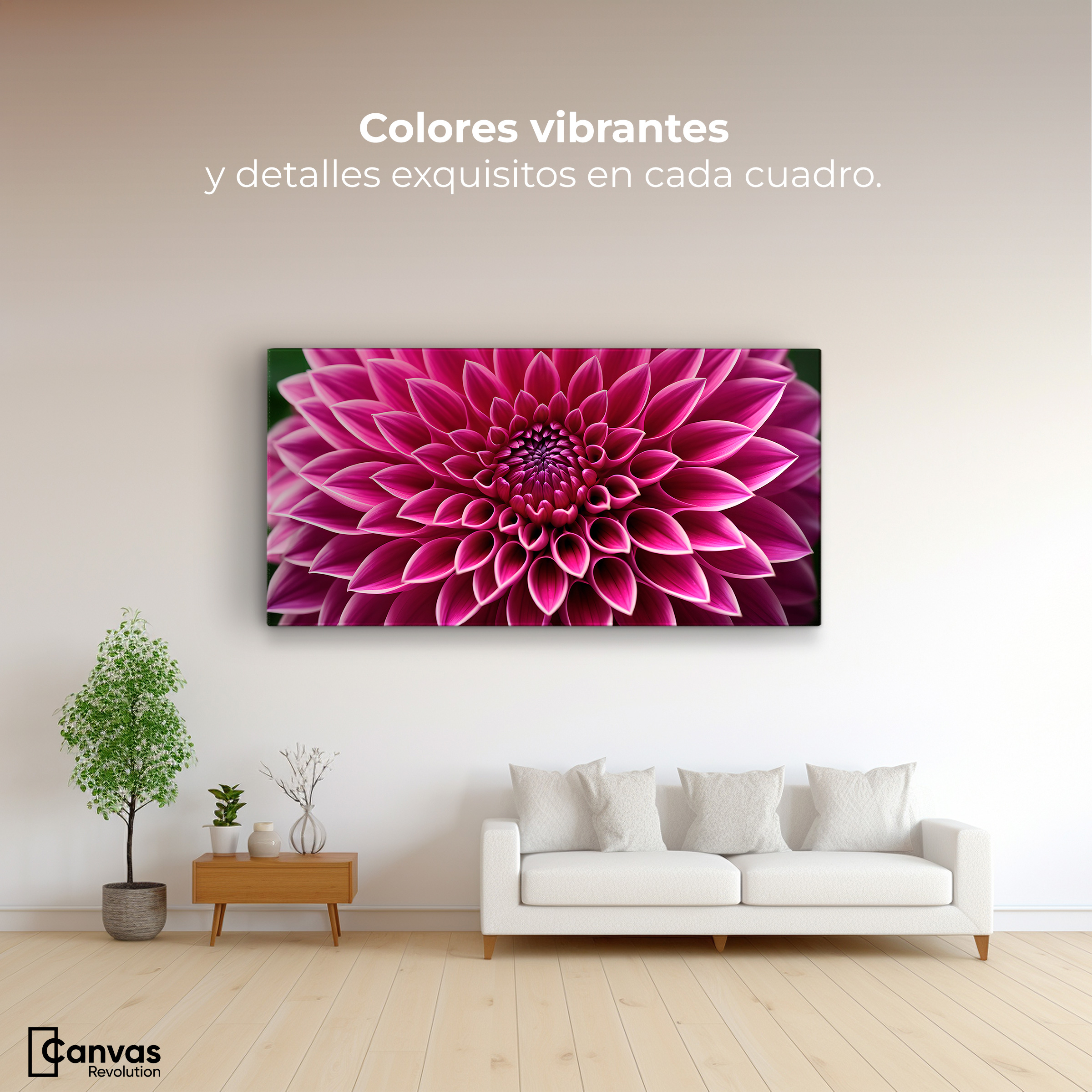 Foto 3 pulgar | Cuadro Decorativo Canvas Dalia Magenta Flor 120x60