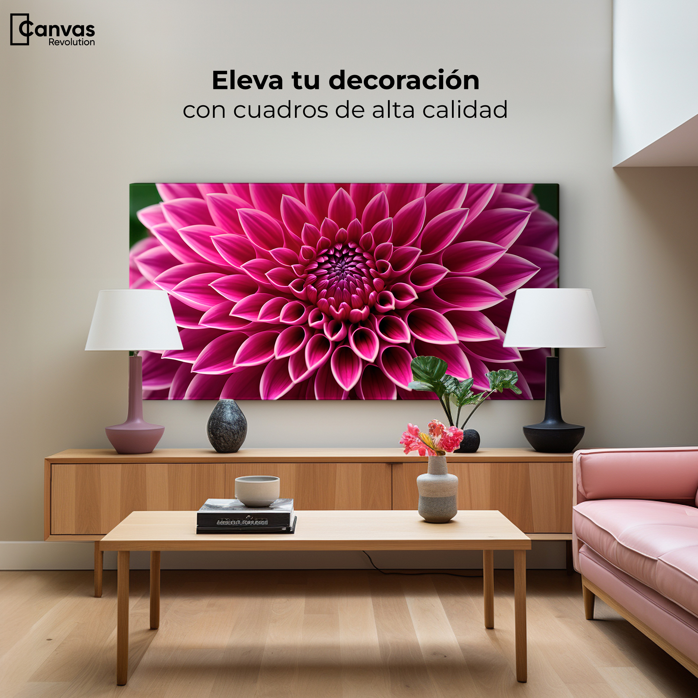 Foto 4 pulgar | Cuadro Decorativo Canvas Dalia Magenta Flor 120x60